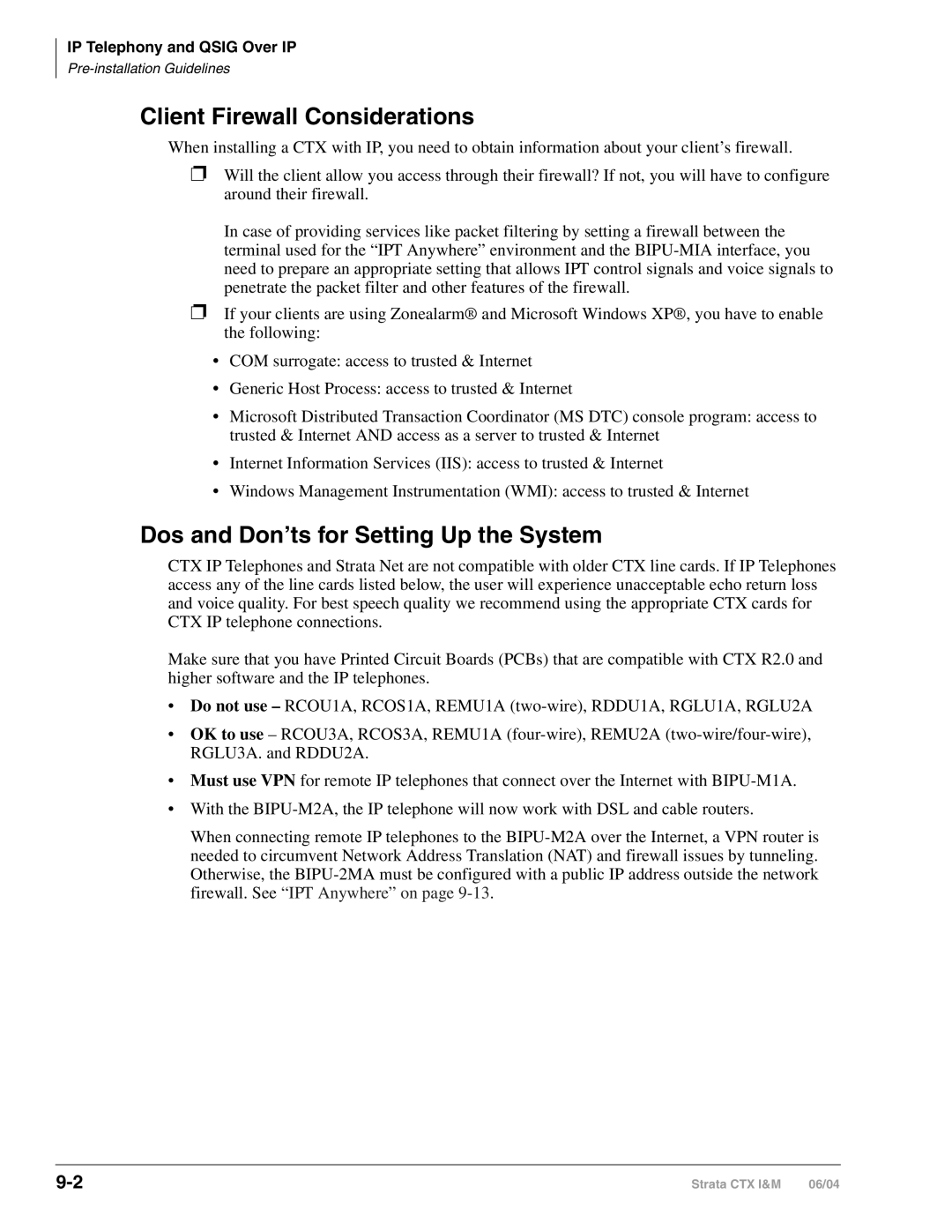 Toshiba CTX28 manual Client Firewall Considerations, Dos and Don’ts for Setting Up the System 