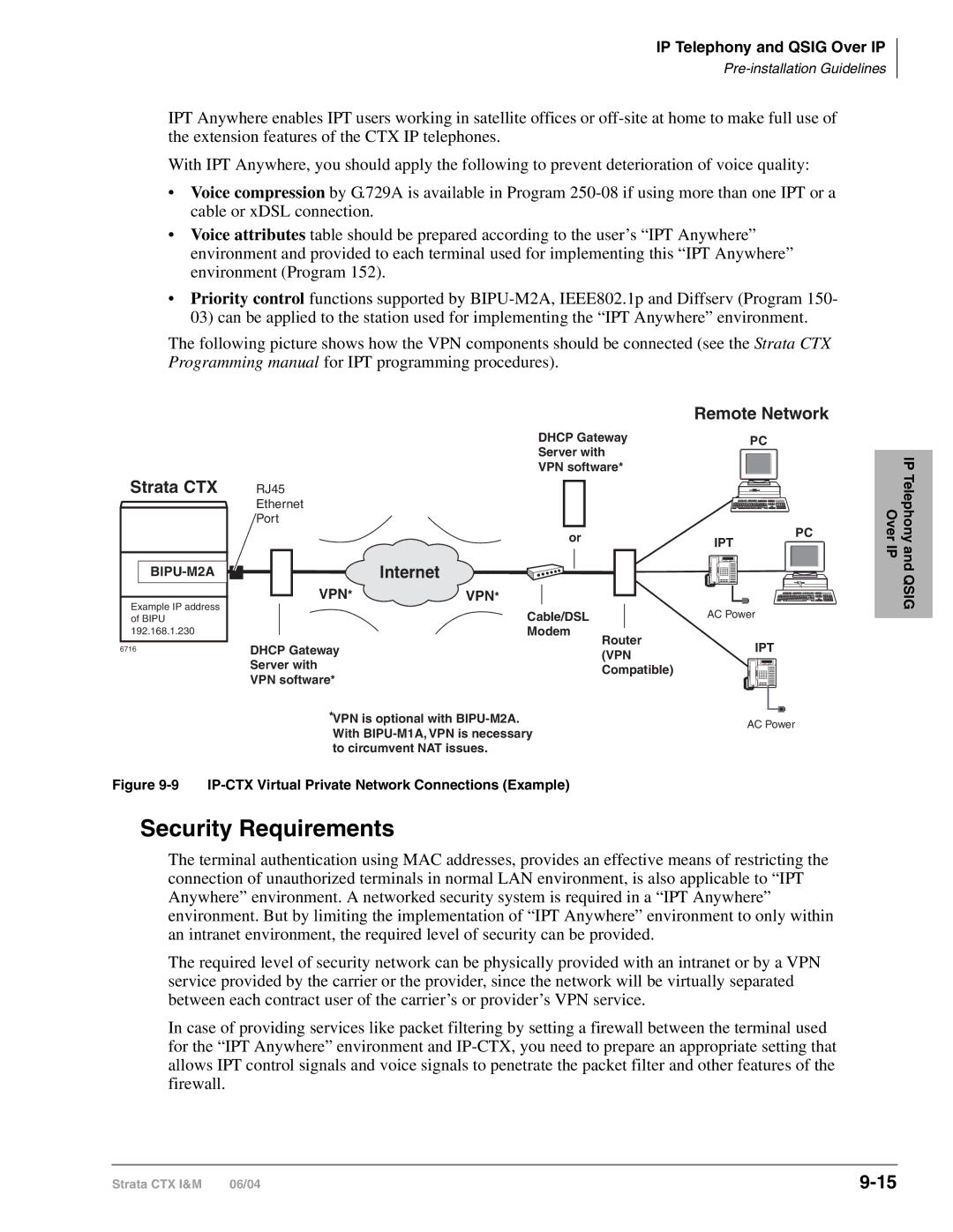 Toshiba CTX28 manual Security Requirements, IP-CTX Virtual Private Network Connections Example 