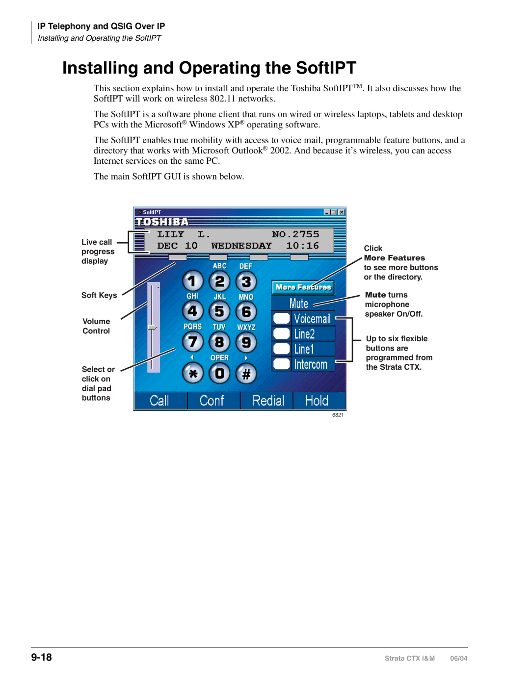 Toshiba CTX28 manual Installing and Operating the SoftIPT 