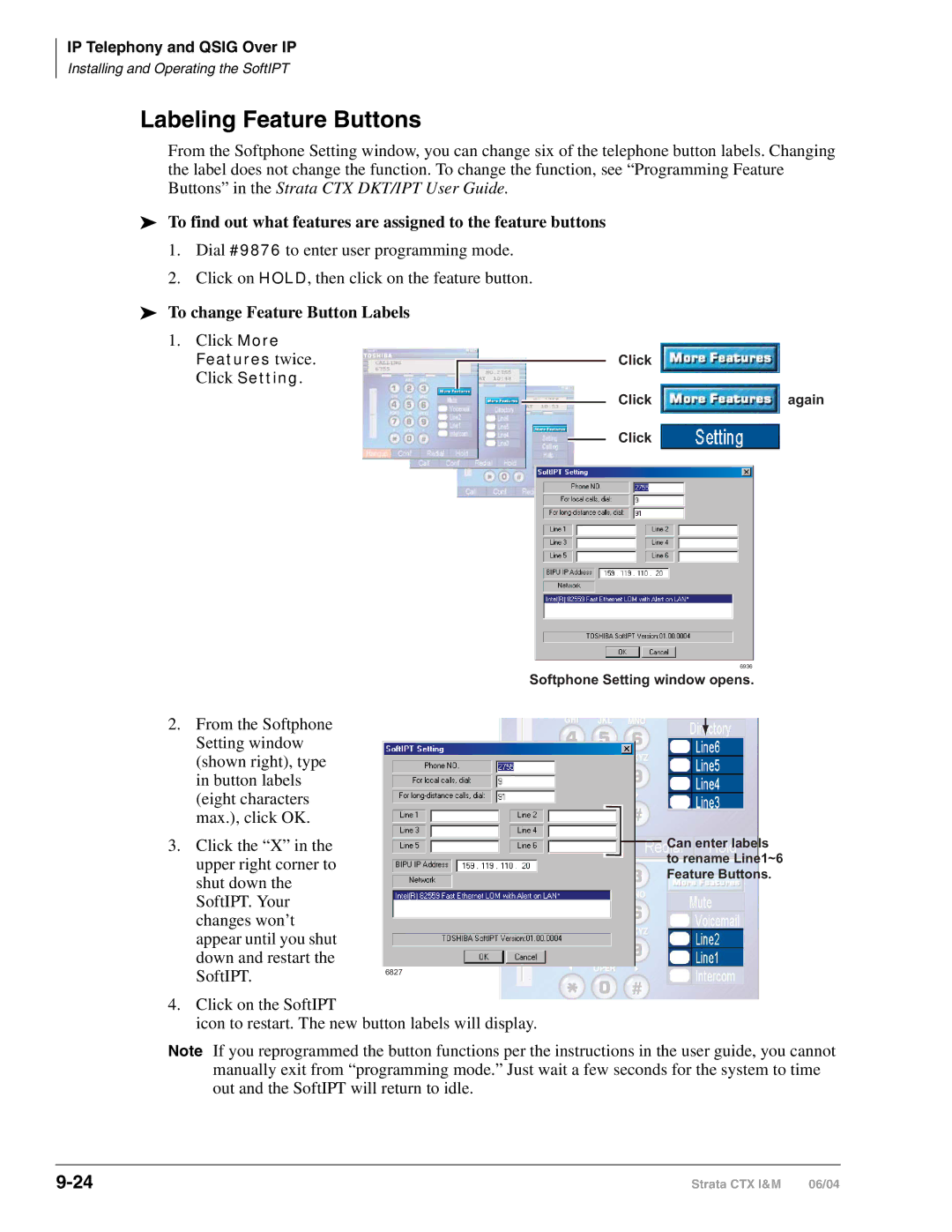 Toshiba CTX28 manual Labeling Feature Buttons, To change Feature Button Labels 