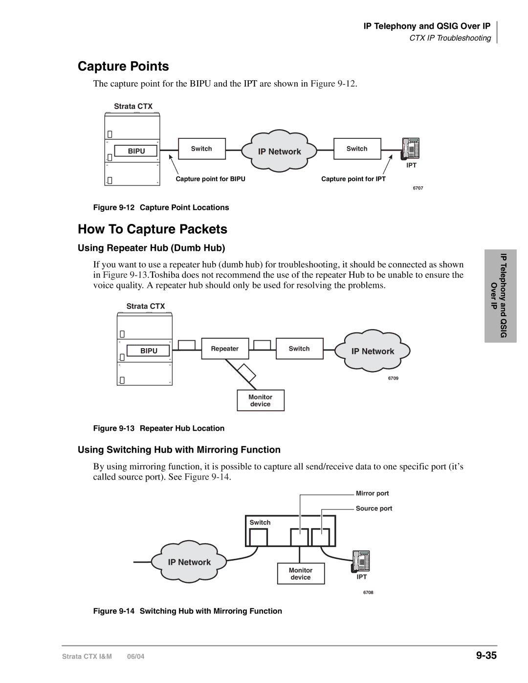 Toshiba CTX28 manual Capture Points, How To Capture Packets, Using Repeater Hub Dumb Hub 