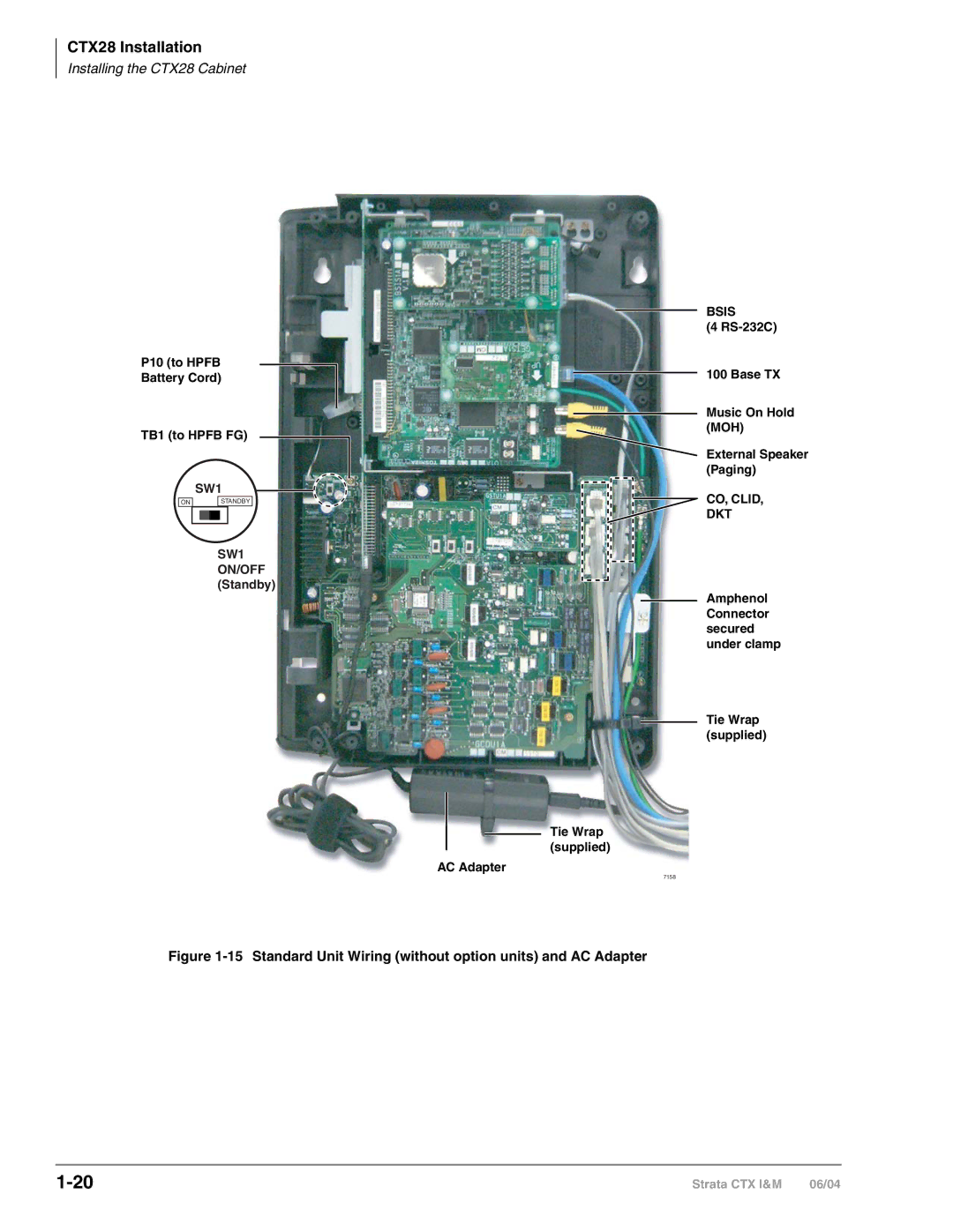 Toshiba CTX28 manual P10 to Hpfb Battery Cord TB1 to Hpfb FG, RS-232C Base TX Music On Hold MOH 