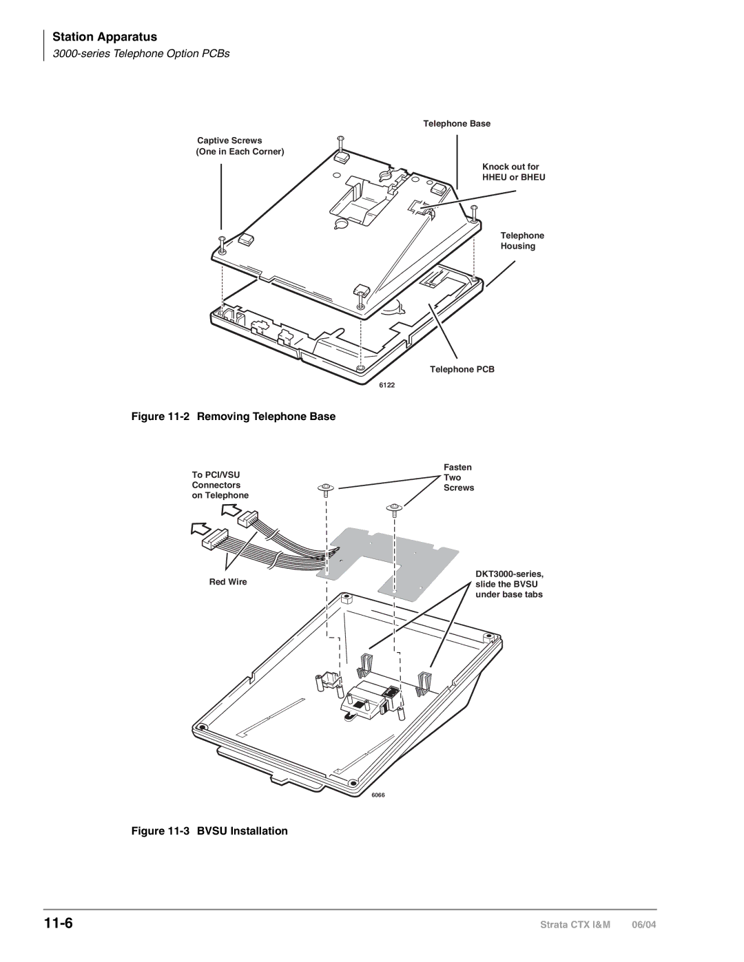 Toshiba CTX28 manual Removing Telephone Base, Bvsu Installation 