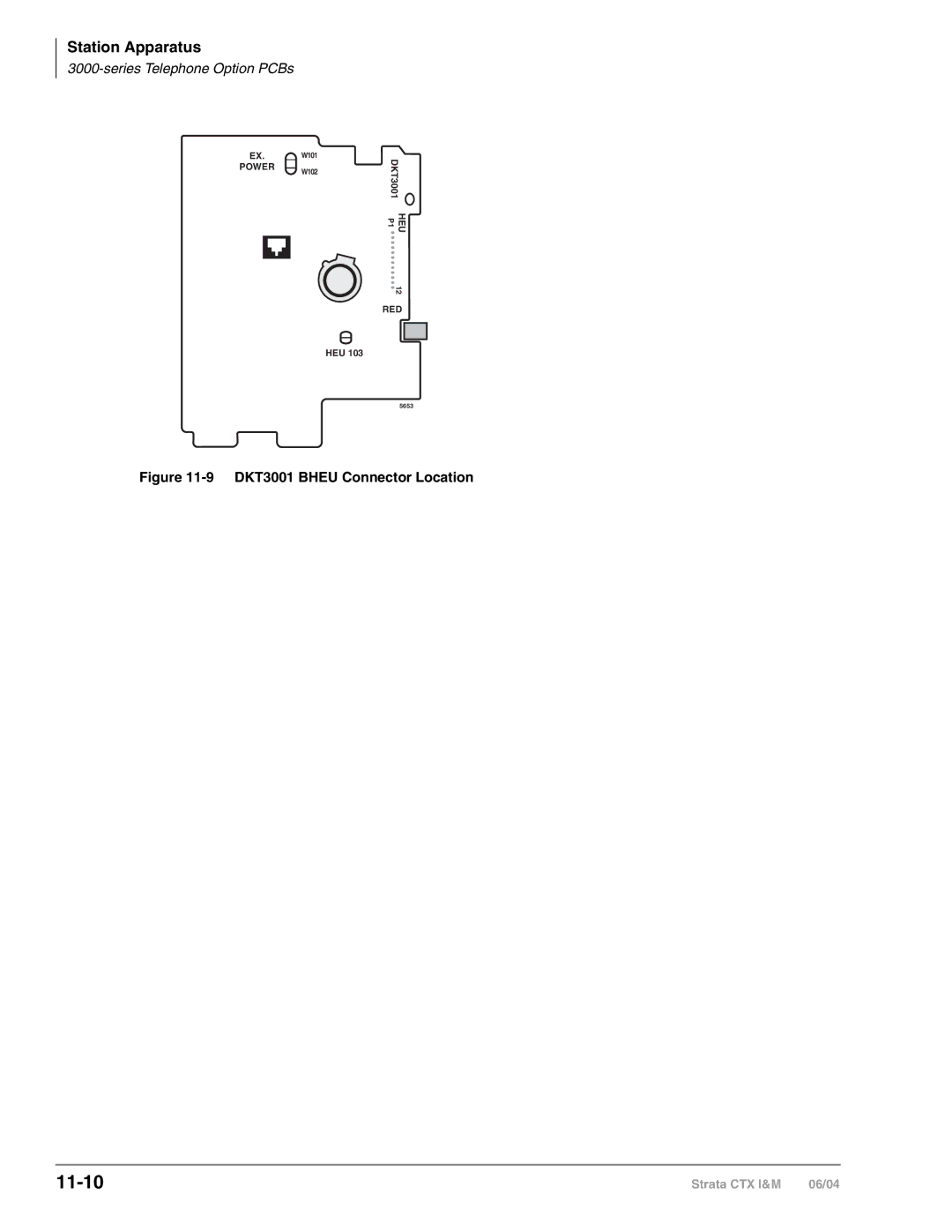 Toshiba CTX28 manual 11-10, DKT3001 Bheu Connector Location 