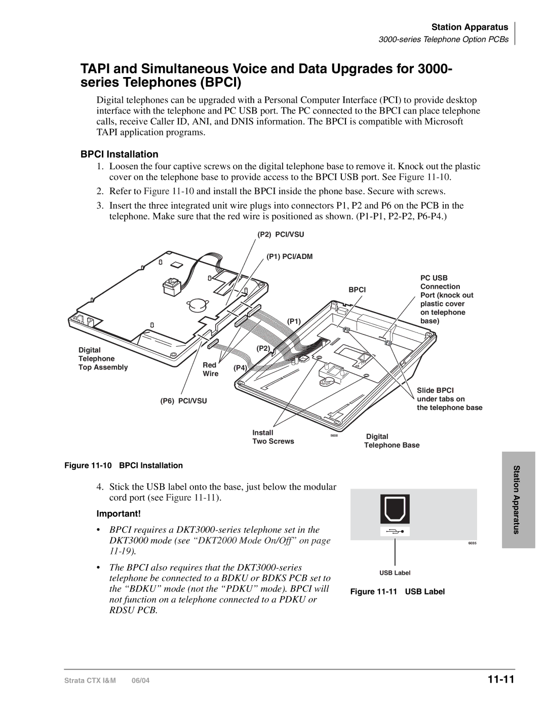 Toshiba CTX28 manual 11-11, Bpci Installation 