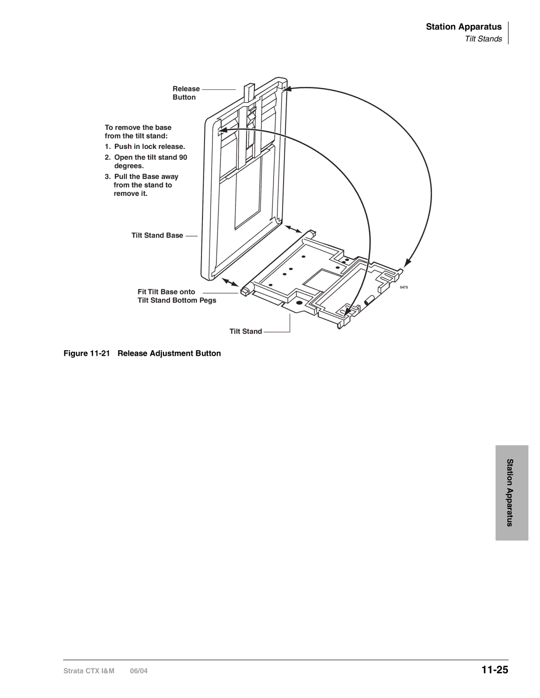 Toshiba CTX28 manual 11-25, Release Adjustment Button Station Apparatus 