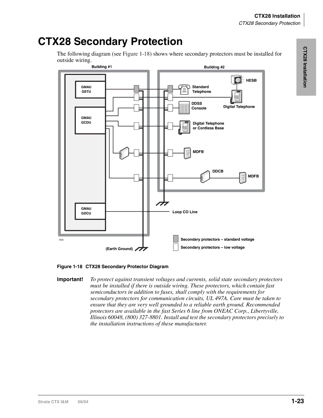 Toshiba manual CTX28 Secondary Protection, Installation 