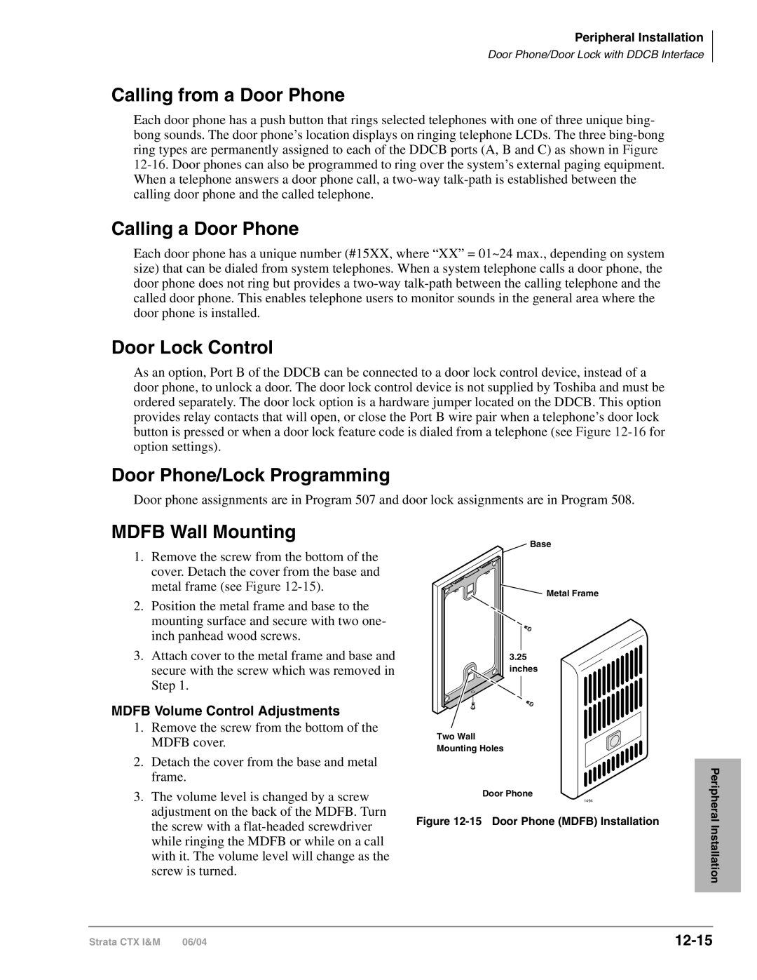 Toshiba CTX28 manual Calling from a Door Phone, Calling a Door Phone, Door Lock Control, Door Phone/Lock Programming 