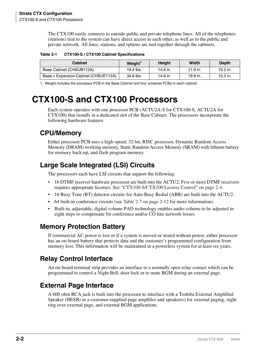 Toshiba CTX28 manual CTX100-S and CTX100 Processors 