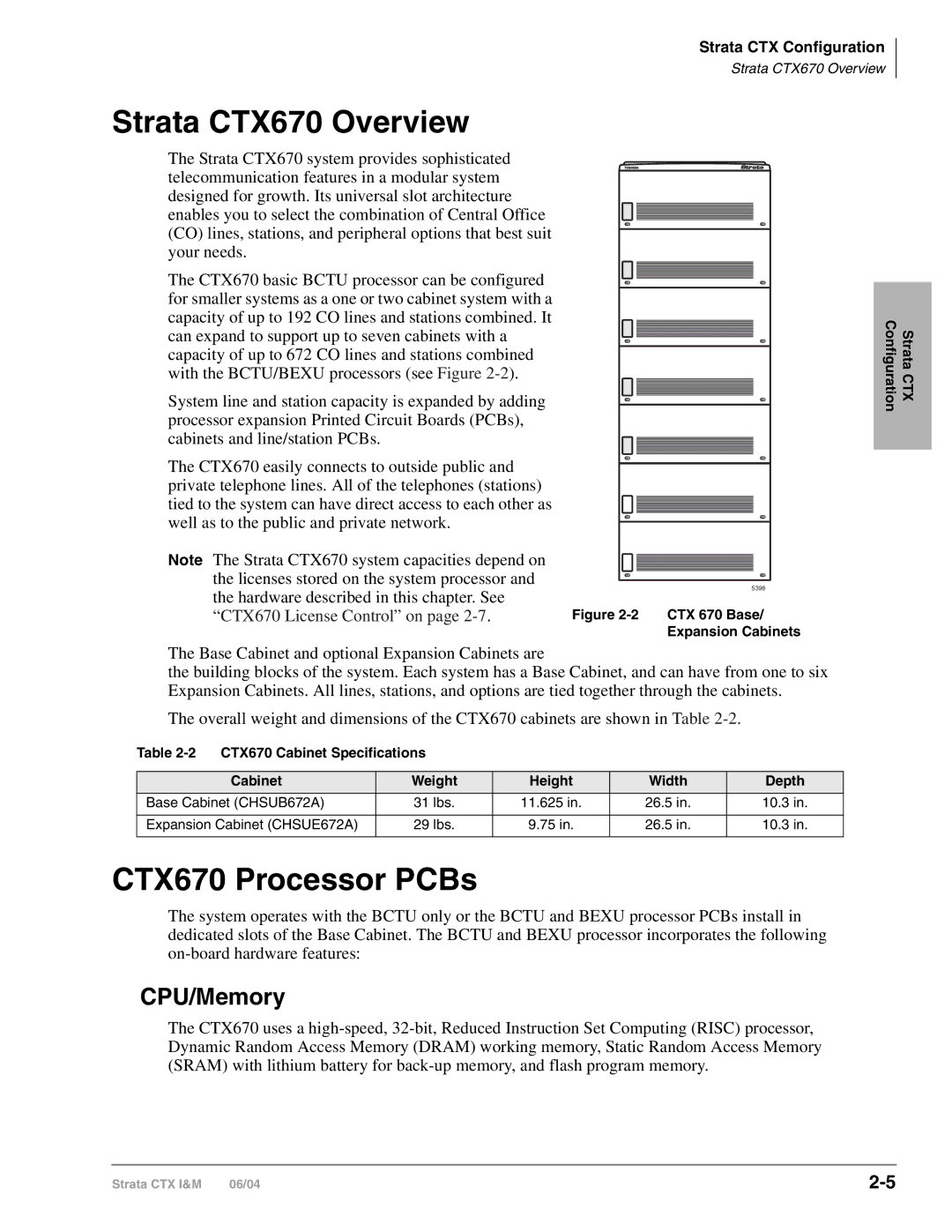 Toshiba CTX28 manual Strata CTX670 Overview, CTX670 Processor PCBs, Hardware described in this chapter. See 