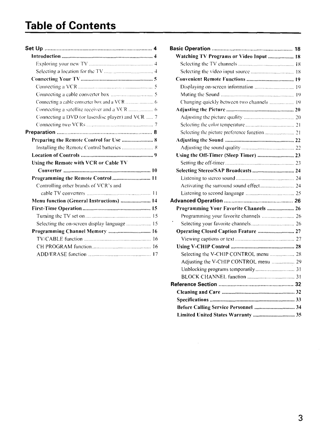 Toshiba CZ32T31, CZ 36T31 owner manual Contents 