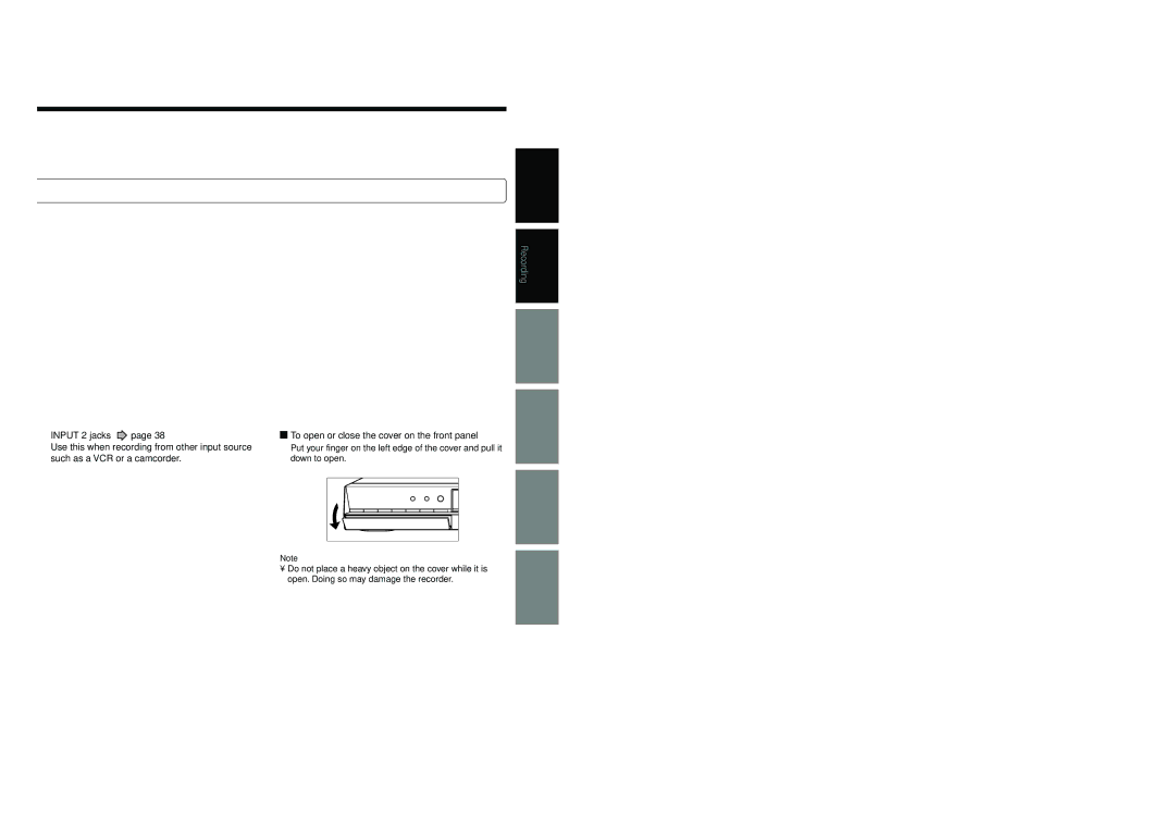 Toshiba D-R4SU, D-KR4SU, D-R4SC owner manual 4INPUT 2 jacks, To open or close the cover on the front panel 