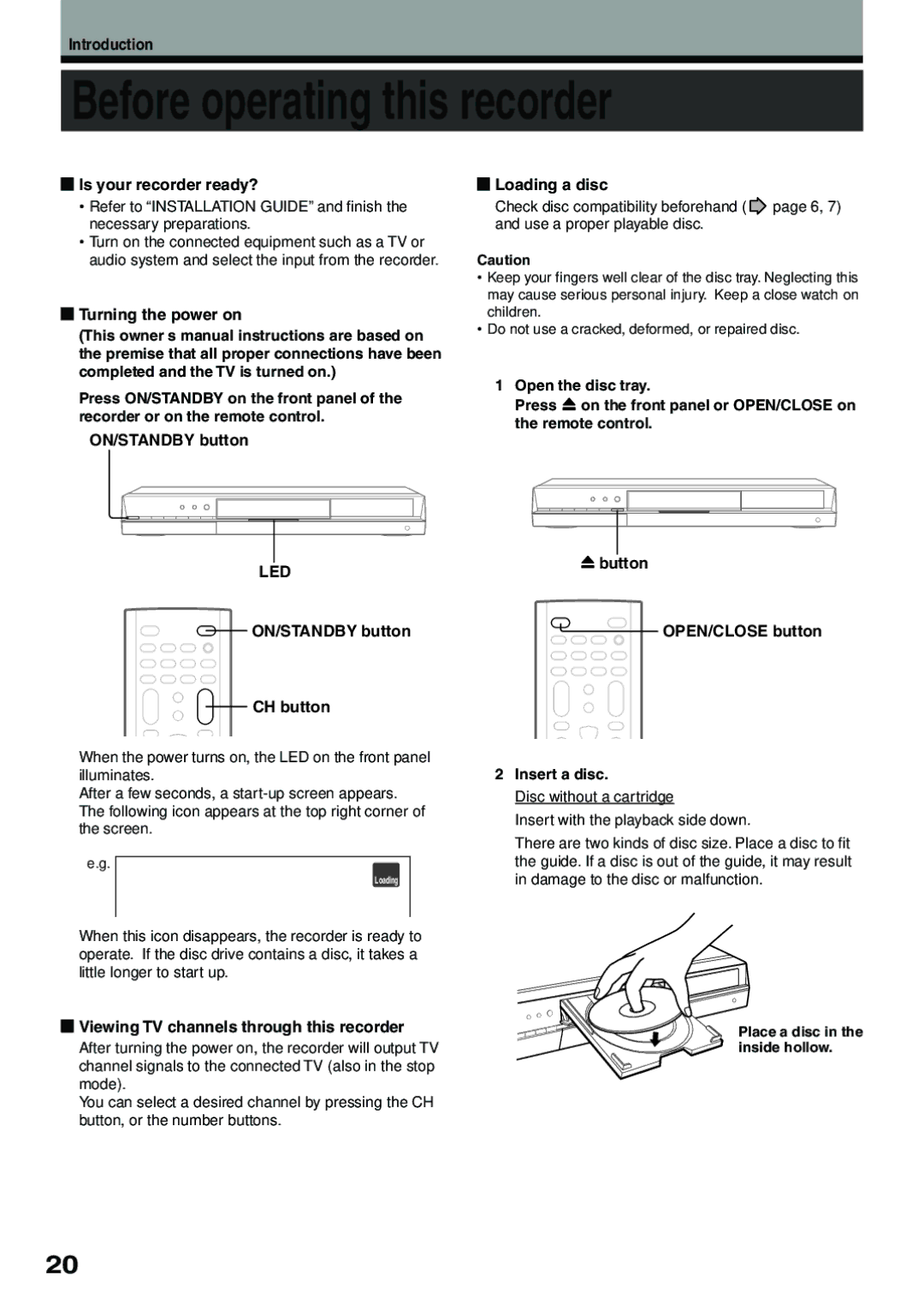 Toshiba D-R4SC, D-KR4SU, D-R4SU owner manual Before operating this recorder 