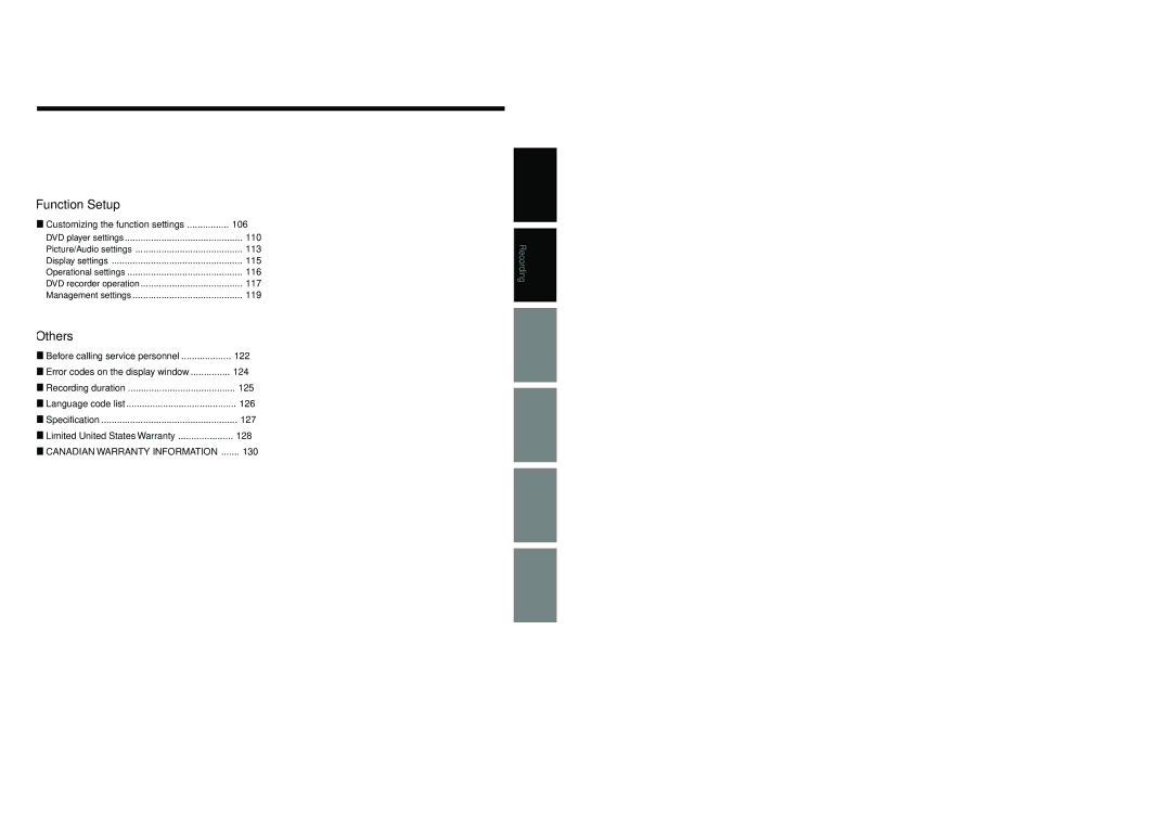 Toshiba D-KR4SU, D-R4SU, D-R4SC owner manual Function Setup, Others, 130 