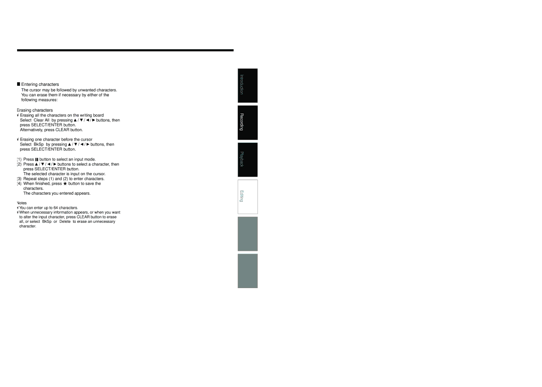 Toshiba D-R4SU, D-KR4SU, D-R4SC owner manual Erasing characters 