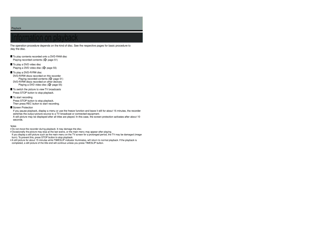 Toshiba D-R4SC, D-KR4SU, D-R4SU owner manual Information on playback, Playback 