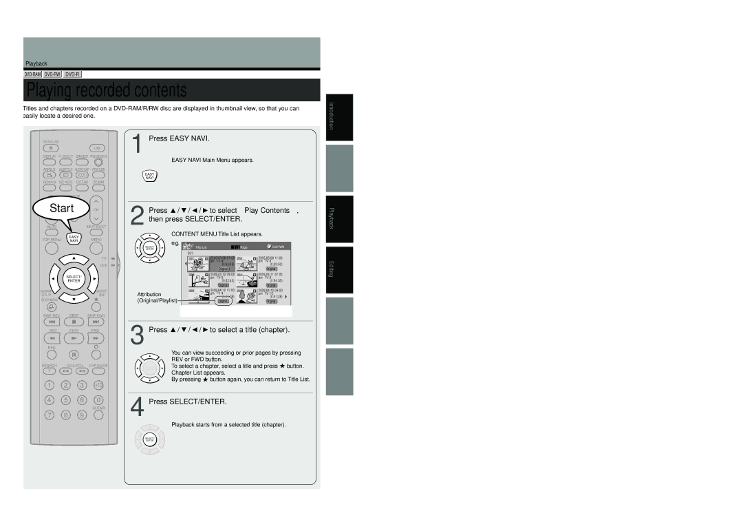 Toshiba D-KR4SU, D-R4SU, D-R4SC owner manual Playing recorded contents 