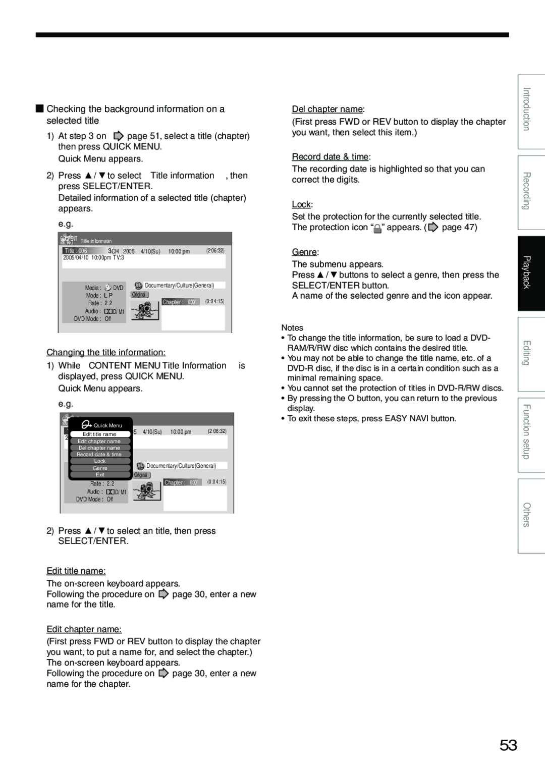 Toshiba D-R4SC, D-KR4SU Checking the background information on a selected title, Press / to select an title, then press 