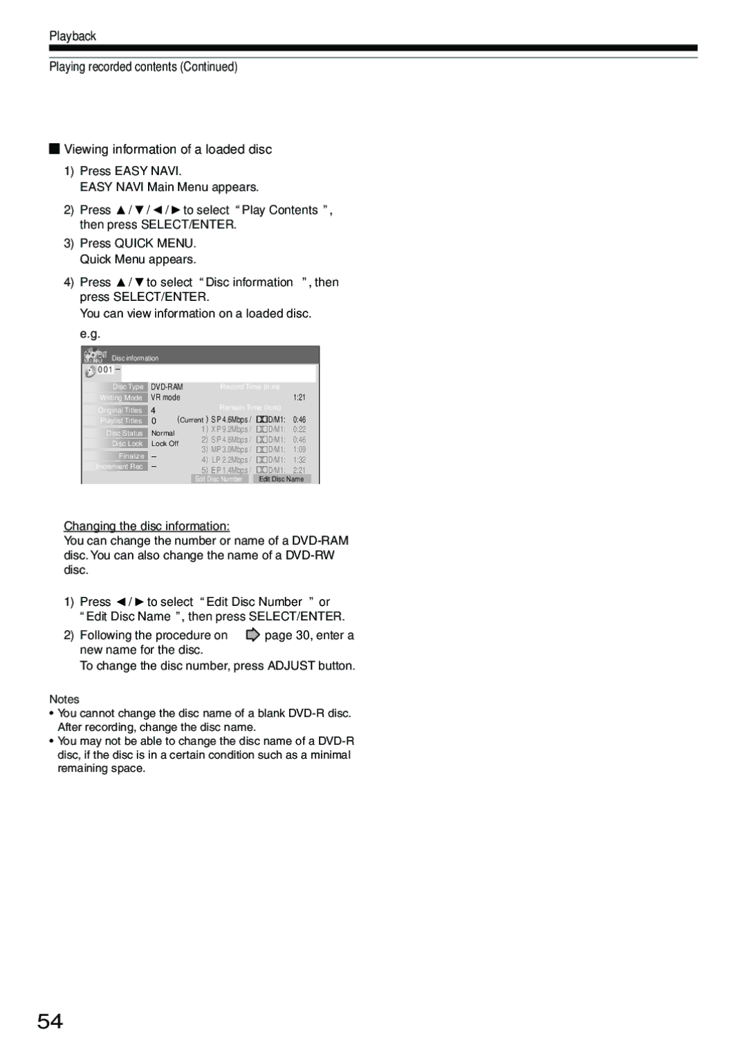 Toshiba D-KR4SU, D-R4SU, D-R4SC owner manual You can view information on a loaded disc. e.g, 046 