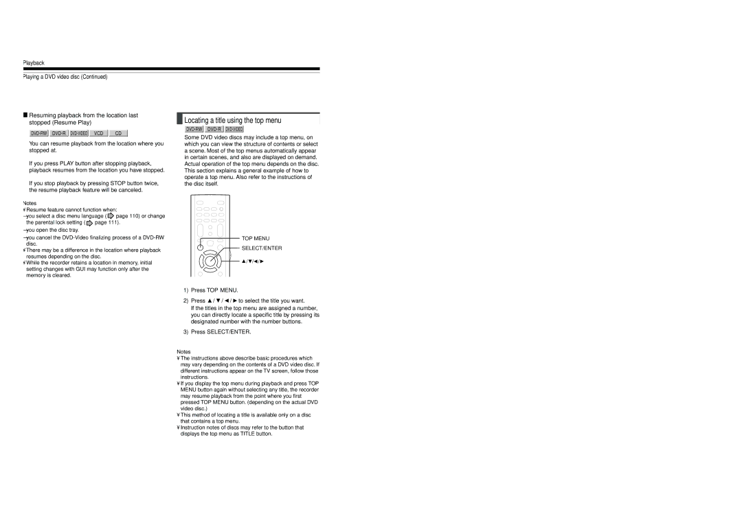 Toshiba D-R4SC, D-KR4SU Locating a title using the top menu, Press TOP Menu, Press / / / to select the title you want 