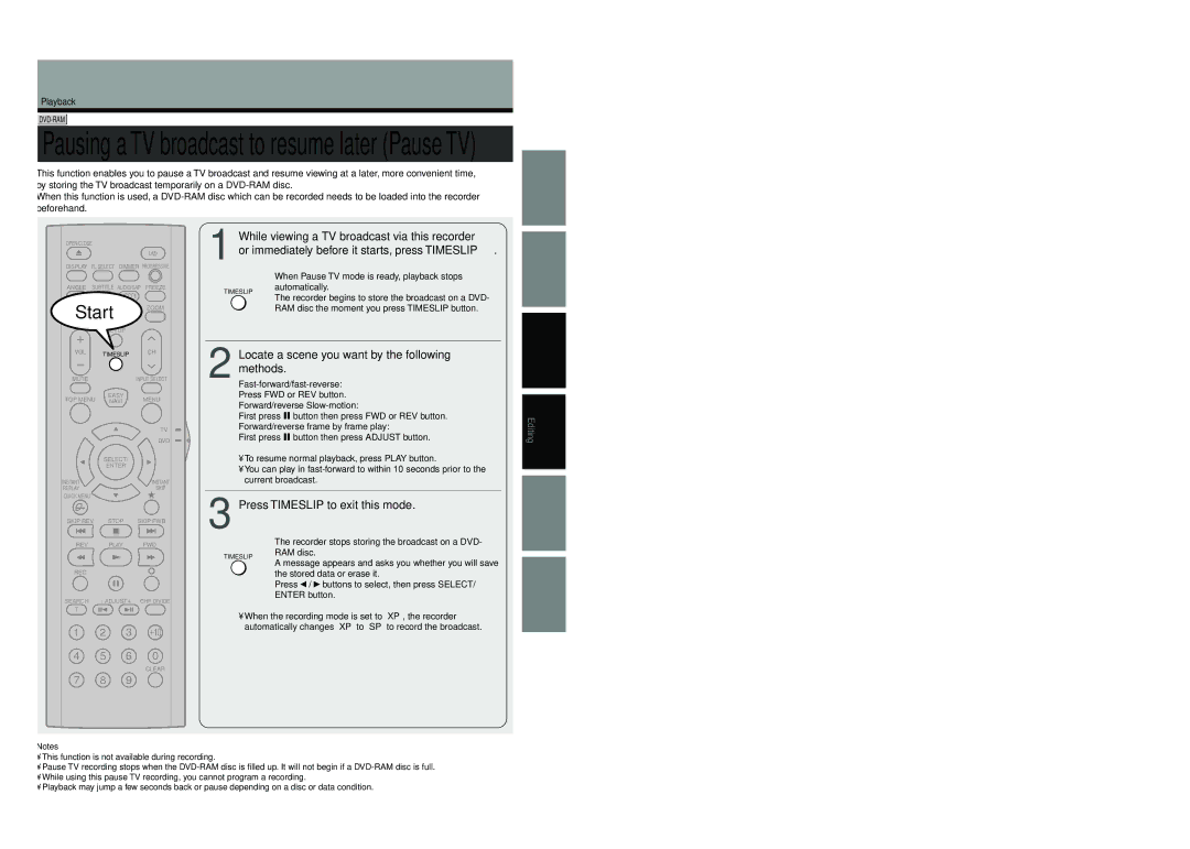 Toshiba D-KR4SU, D-R4SU, D-R4SC Locate a scene you want by the following methods, Press Timeslip to exit this mode 