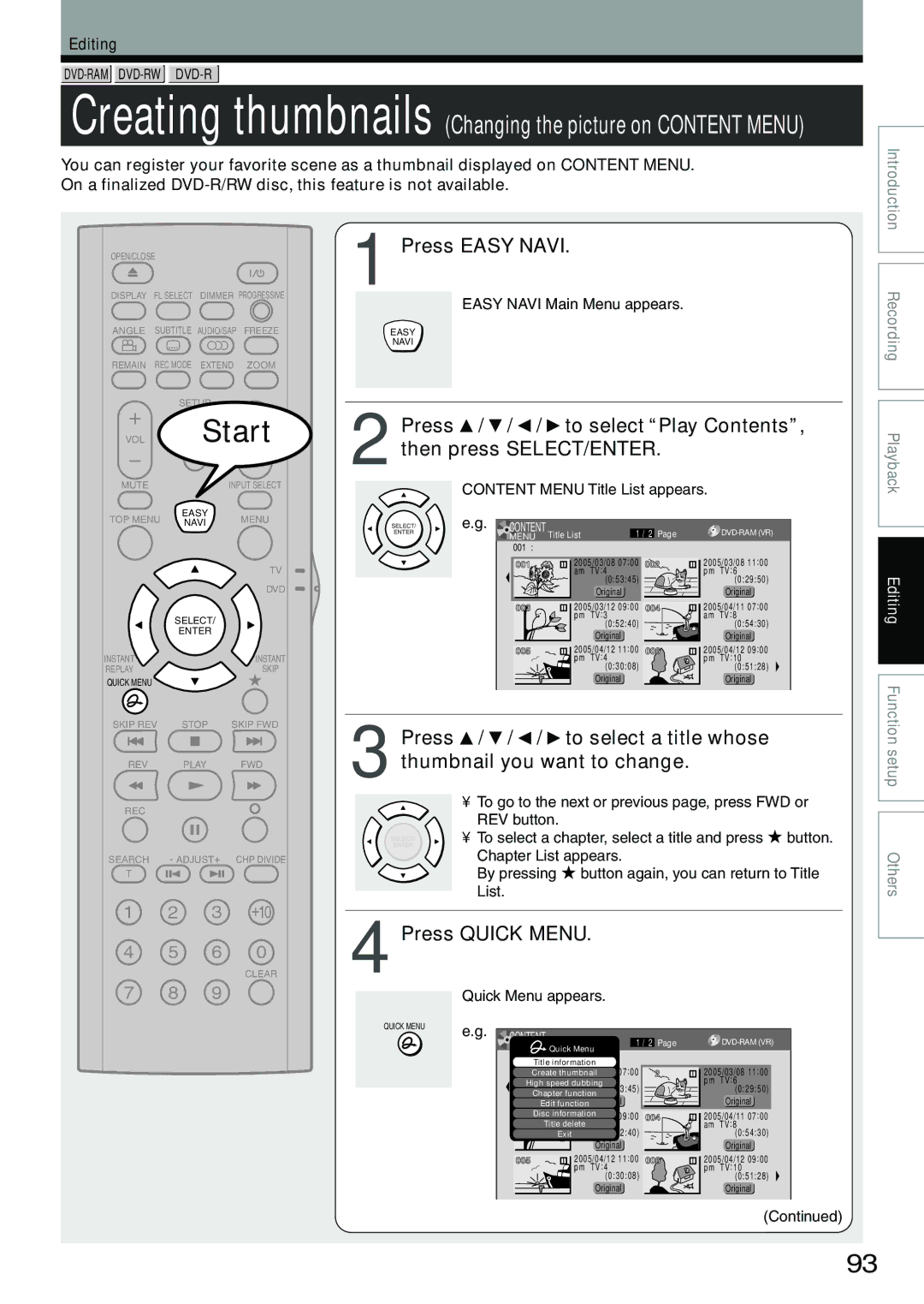 Toshiba D-KR4SU, D-R4SU, D-R4SC owner manual To go to the next or previous page, press FWD or REV button 