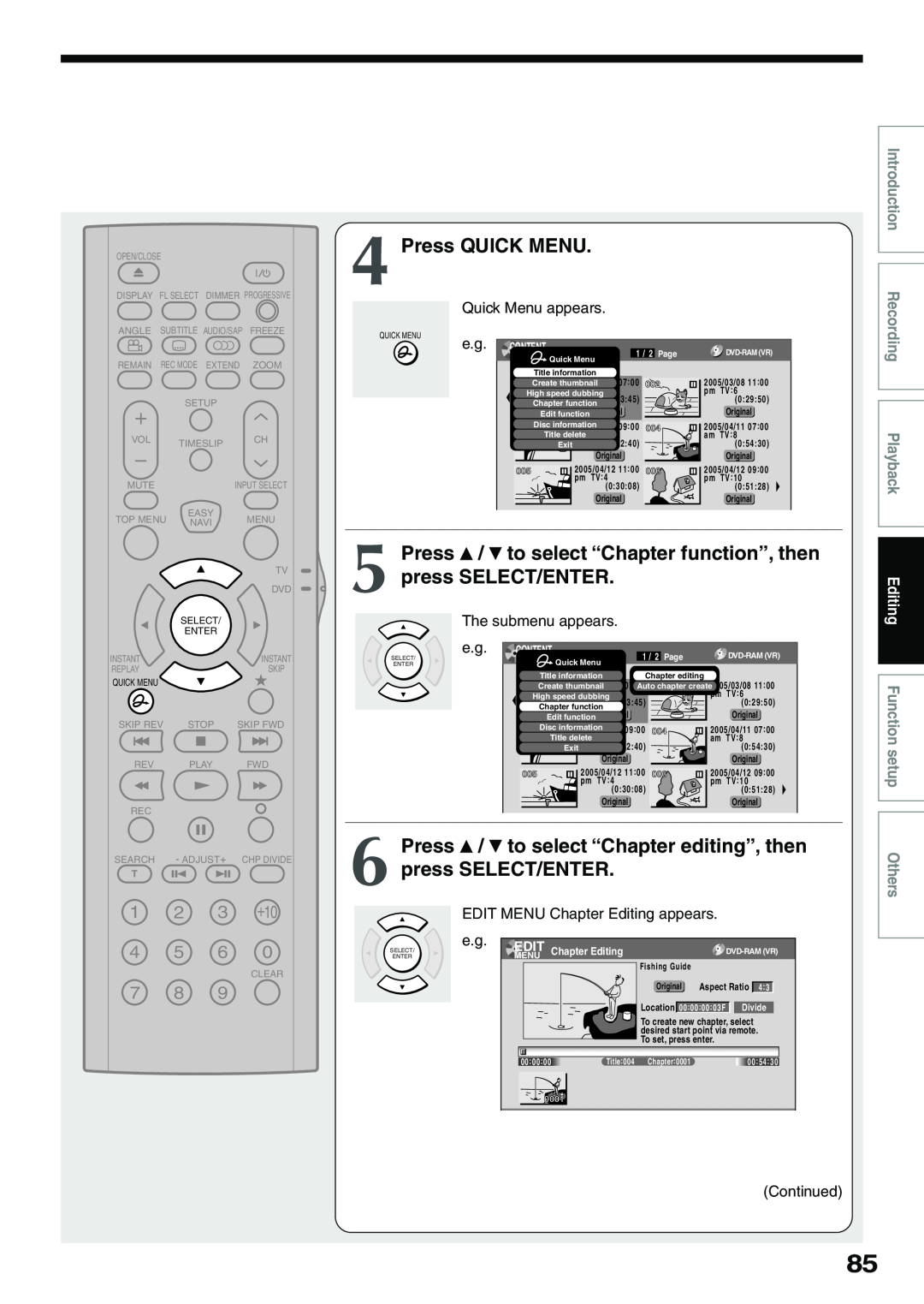 Toshiba D-R4SU, D-KR4SU, D-R4SC owner manual Press QUICK MENU 