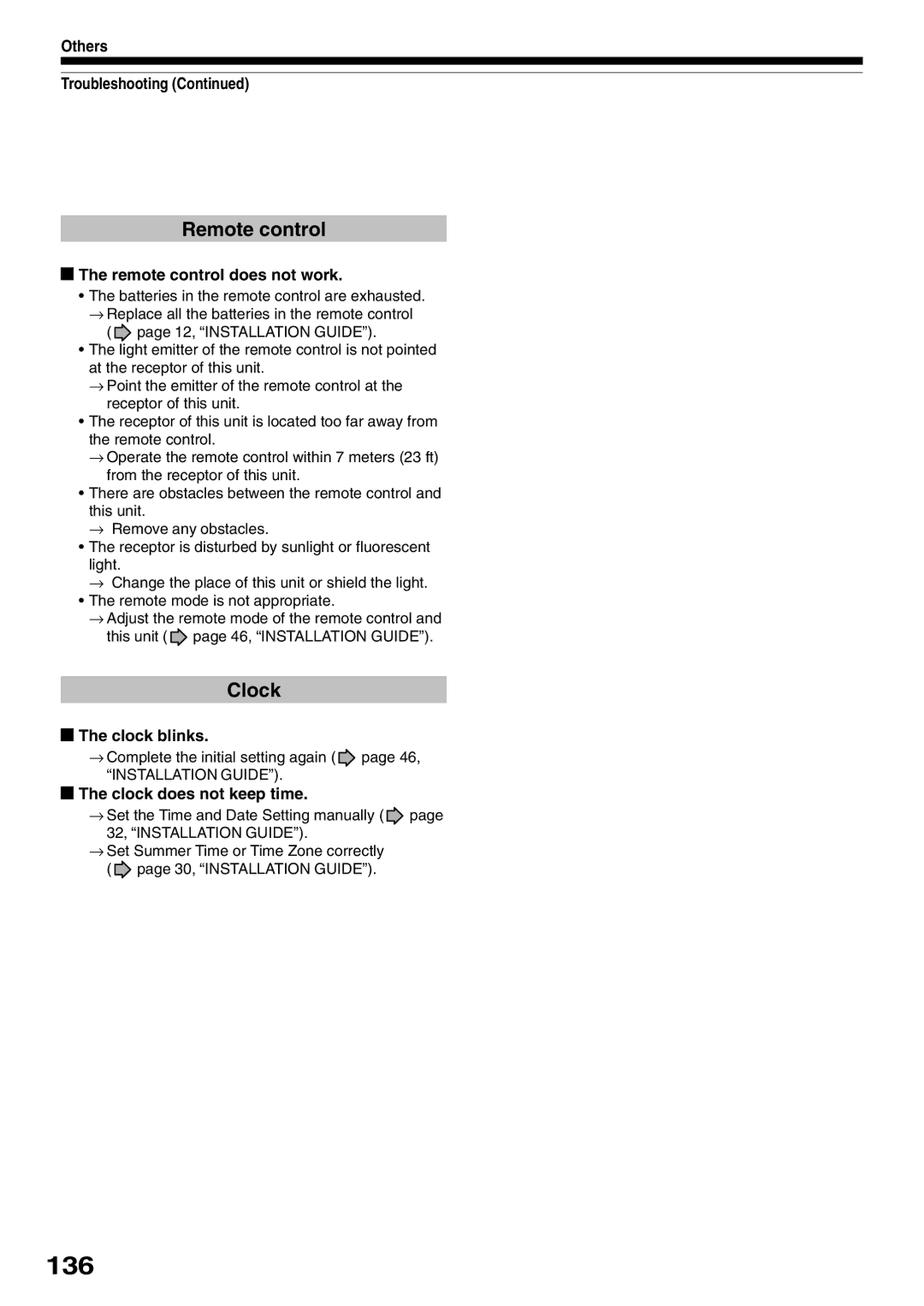 Toshiba D-R1SU owner manual 136, Remote control, Clock 