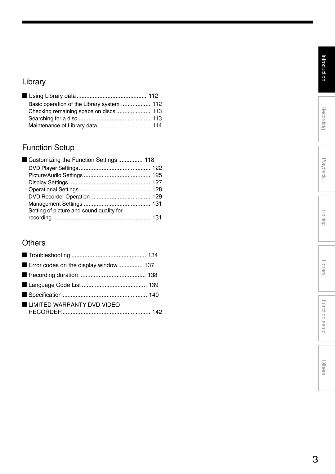 Toshiba D-R1SU owner manual Library, Function Setup, Others 