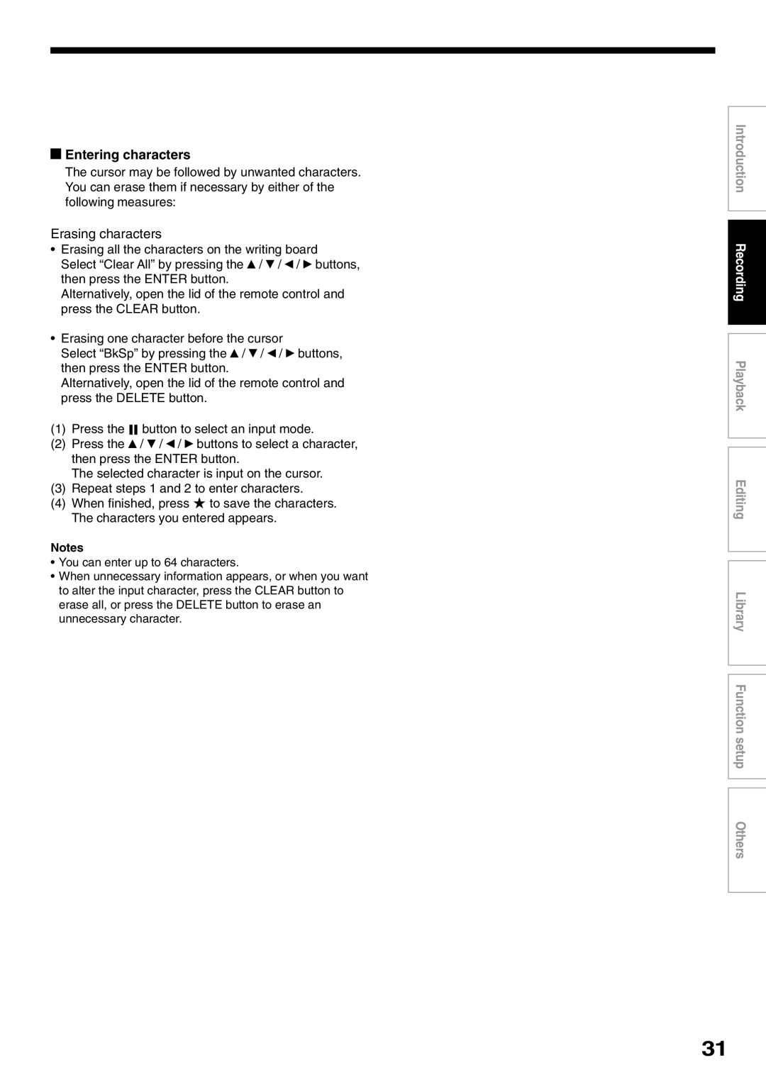 Toshiba D-R1SU owner manual Erasing characters 