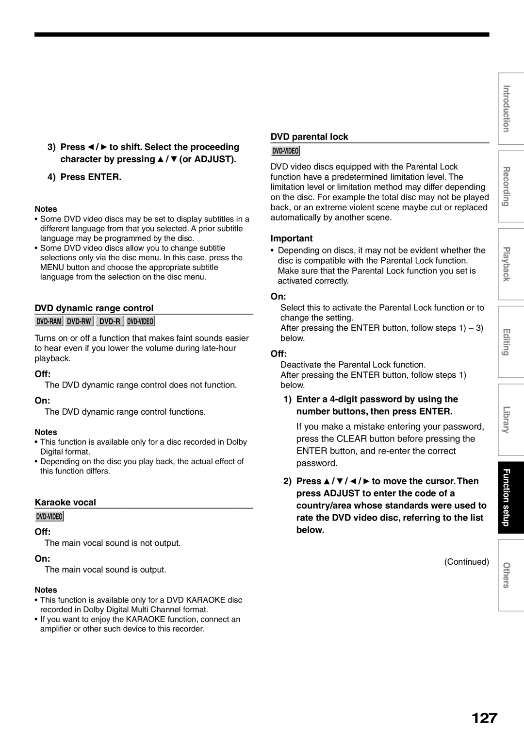 Toshiba D-R2SC, D-R2SU, D-KR2SU owner manual 127 