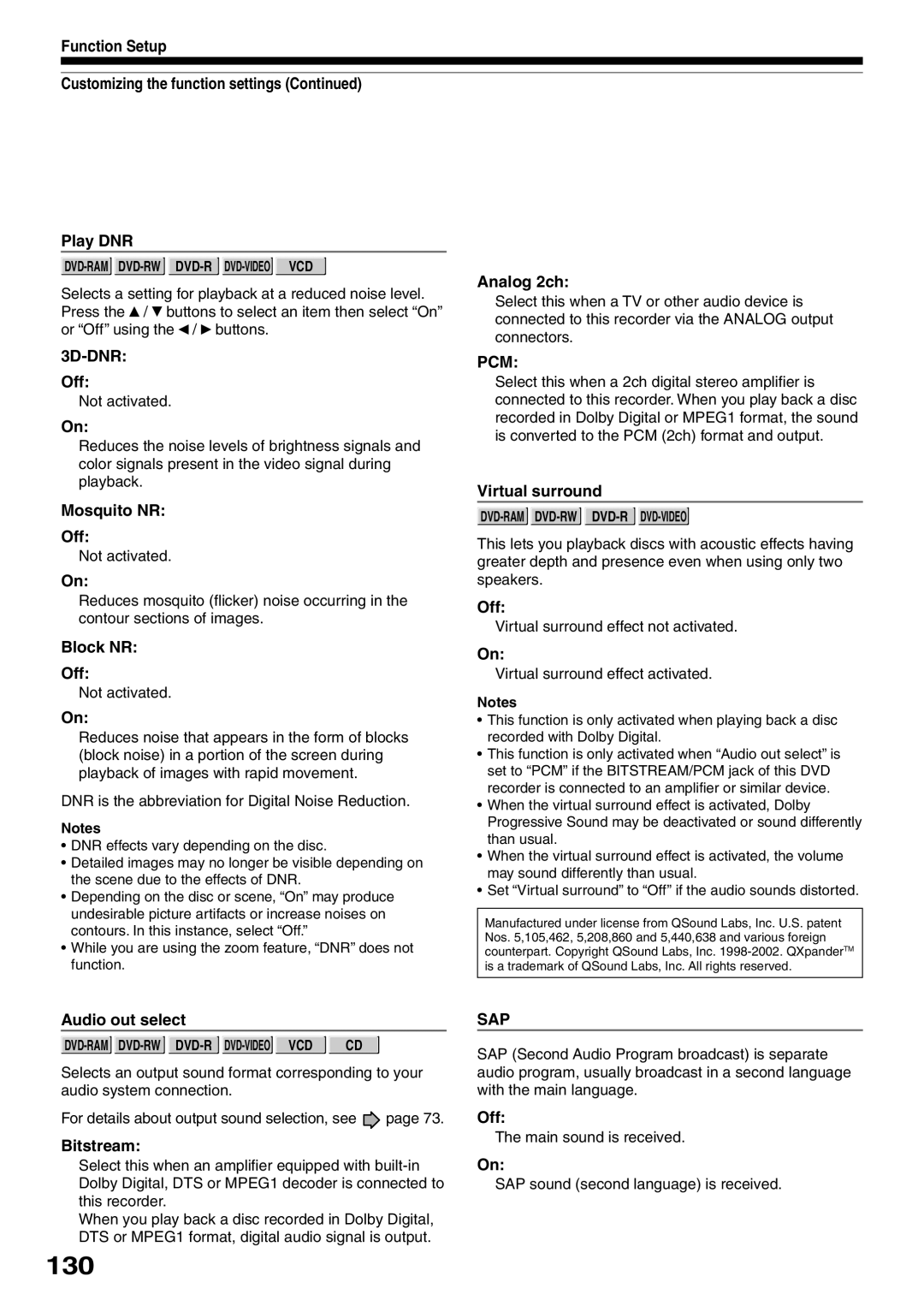 Toshiba D-R2SC, D-R2SU, D-KR2SU owner manual 130 