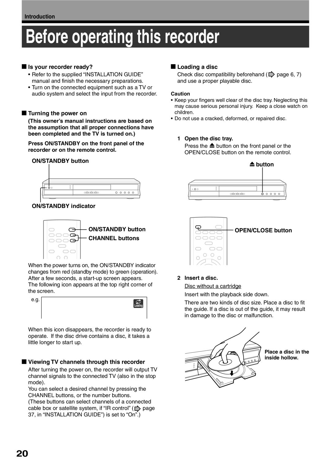 Toshiba D-KR2SU, D-R2SU, D-R2SC owner manual Before operating this recorder 