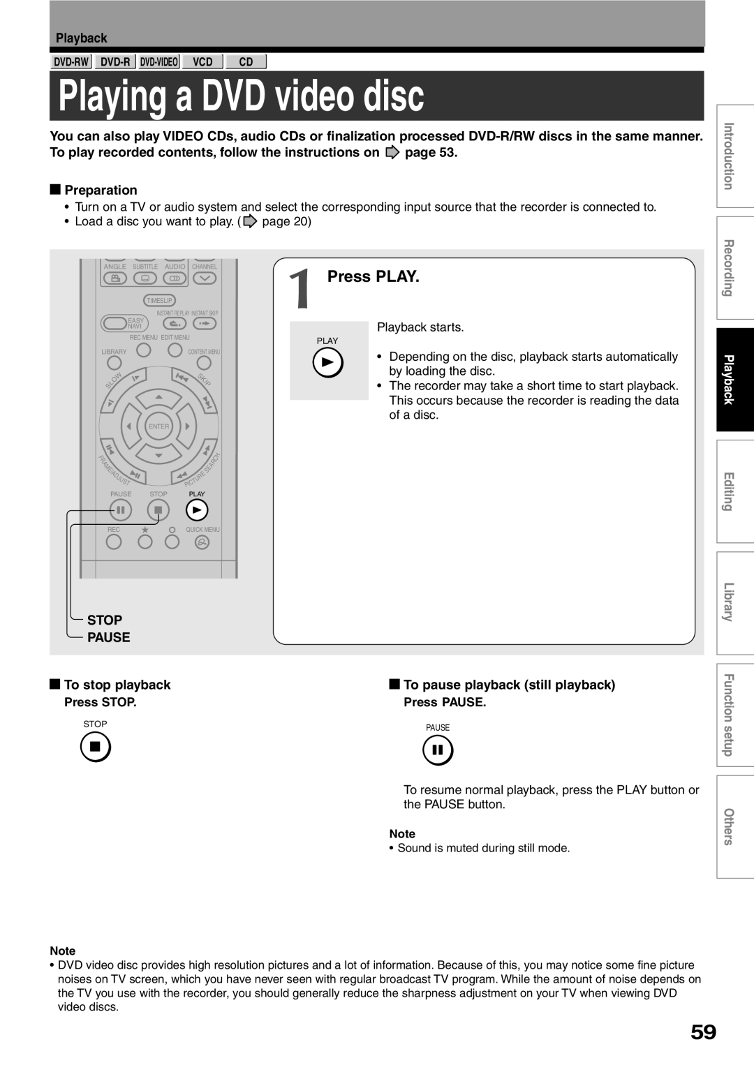 Toshiba D-KR2SU, D-R2SU, D-R2SC owner manual Playing a DVD video disc, Press Play, Playback starts 