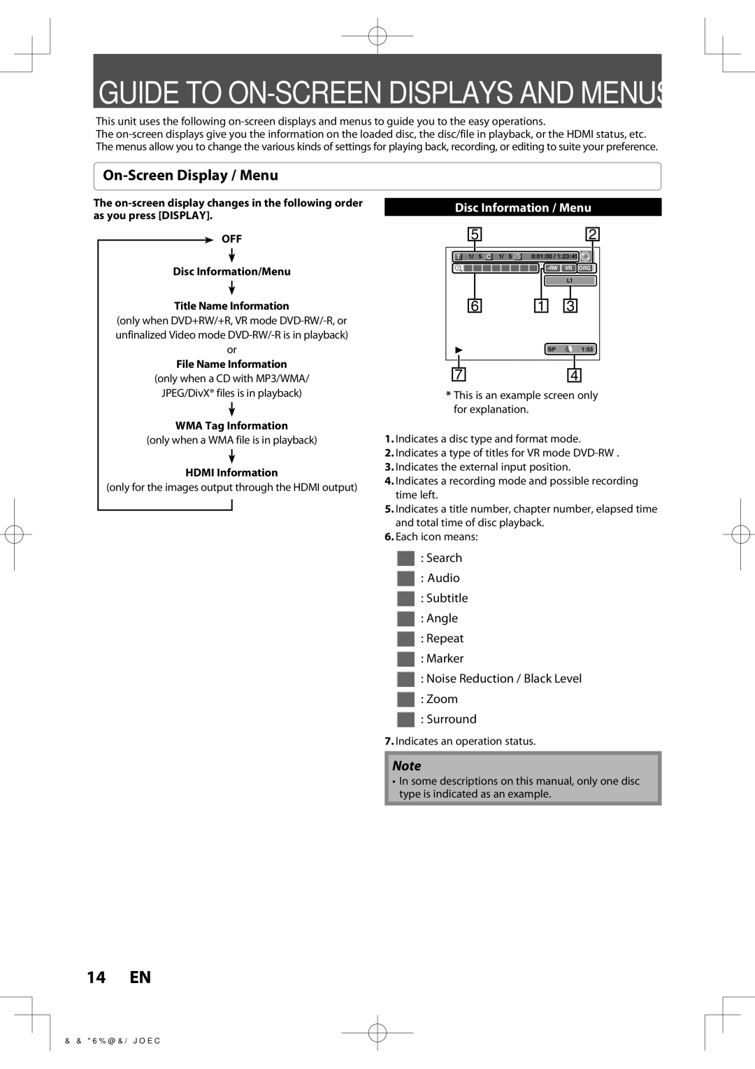 Toshiba D-R400 owner manual On-Screen Display / Menu, Off 