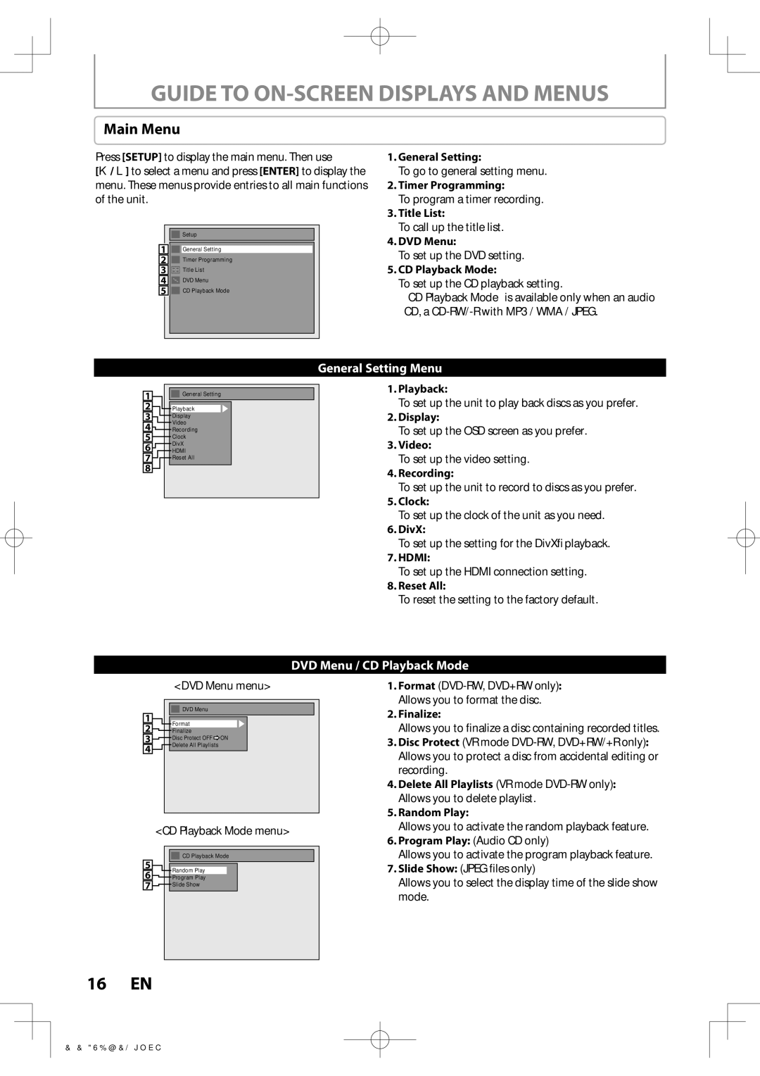 Toshiba D-R400 owner manual Main Menu 