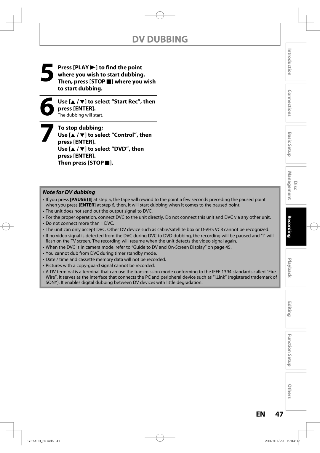 Toshiba D-R400 owner manual Dubbing will start 