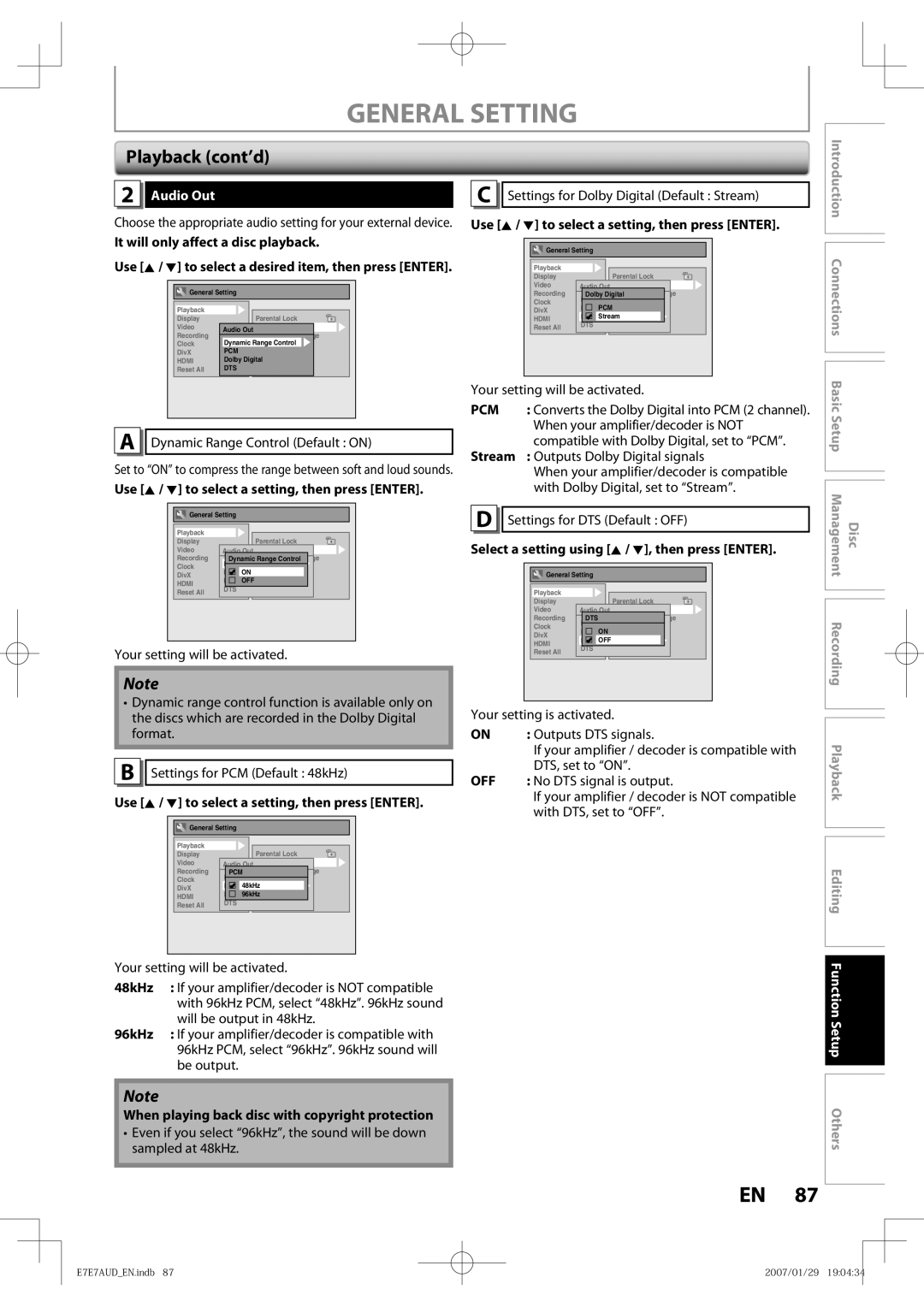 Toshiba D-R400 owner manual Audio Out 