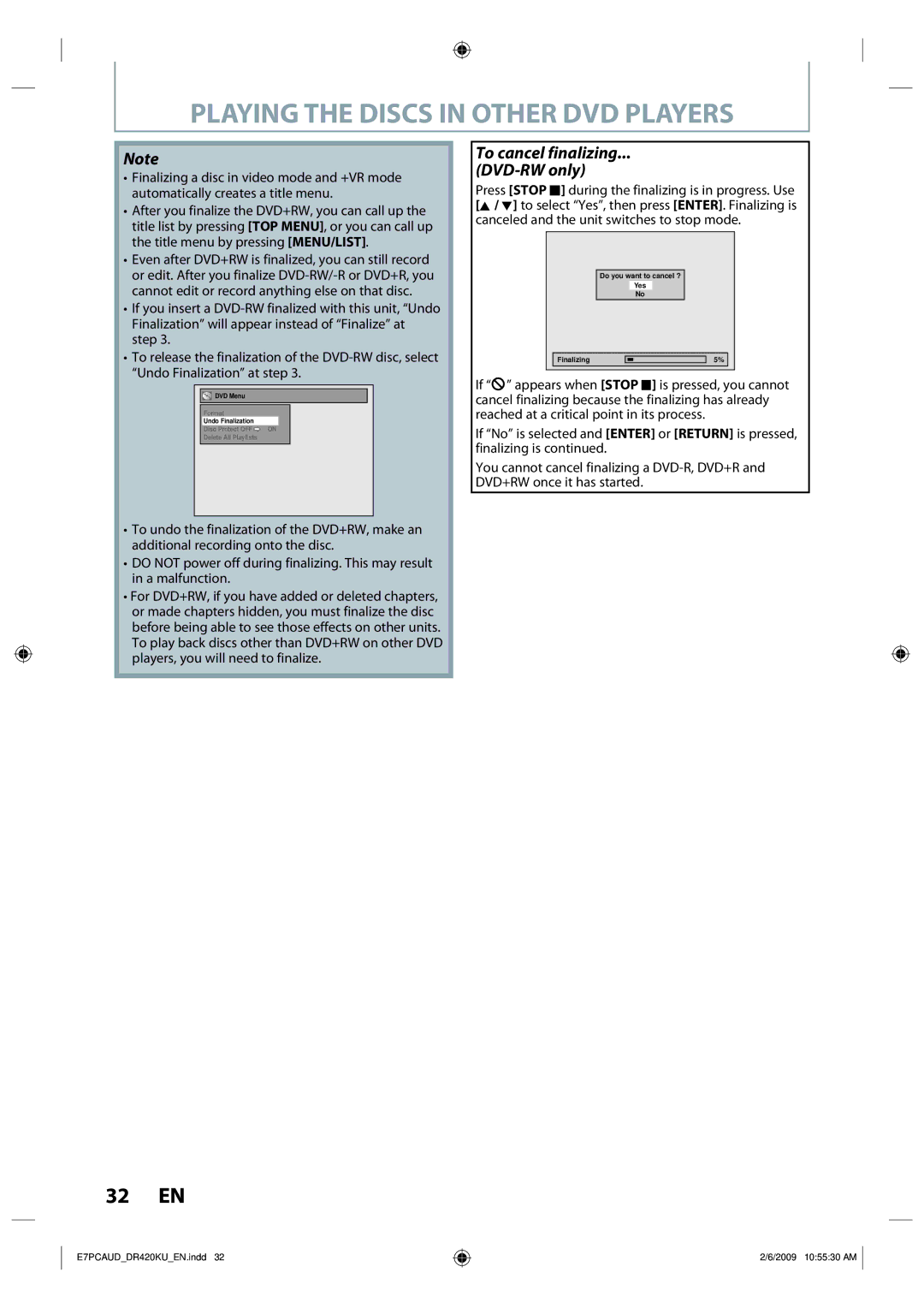 Toshiba D-R420KU owner manual 32 EN 