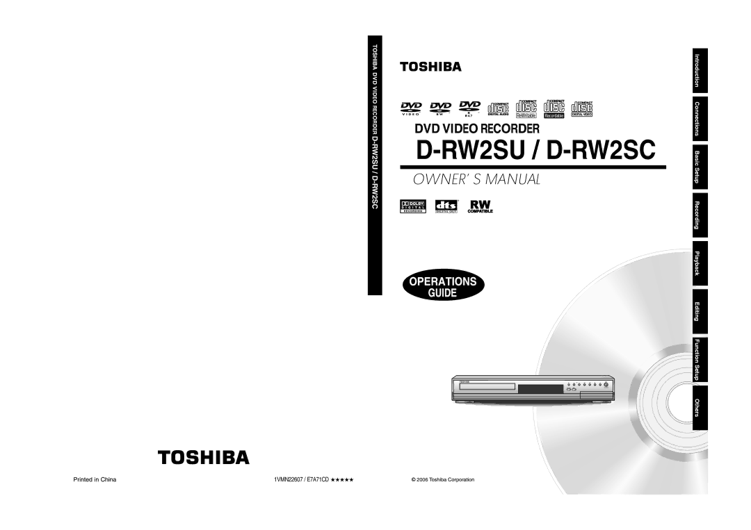 Toshiba D-RW2SU/D-RW2SC manual RW2SU / D-RW2SC Basic 