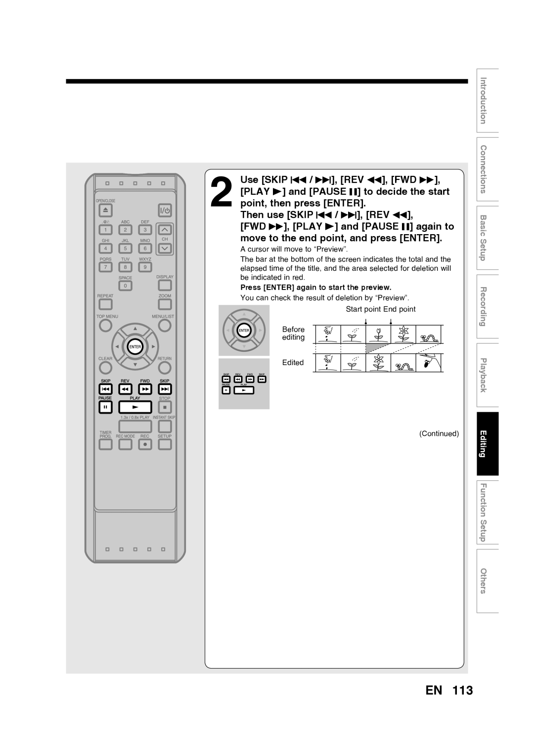 Toshiba D-RW2SU/D-RW2SC manual Press Enter again to start the preview 