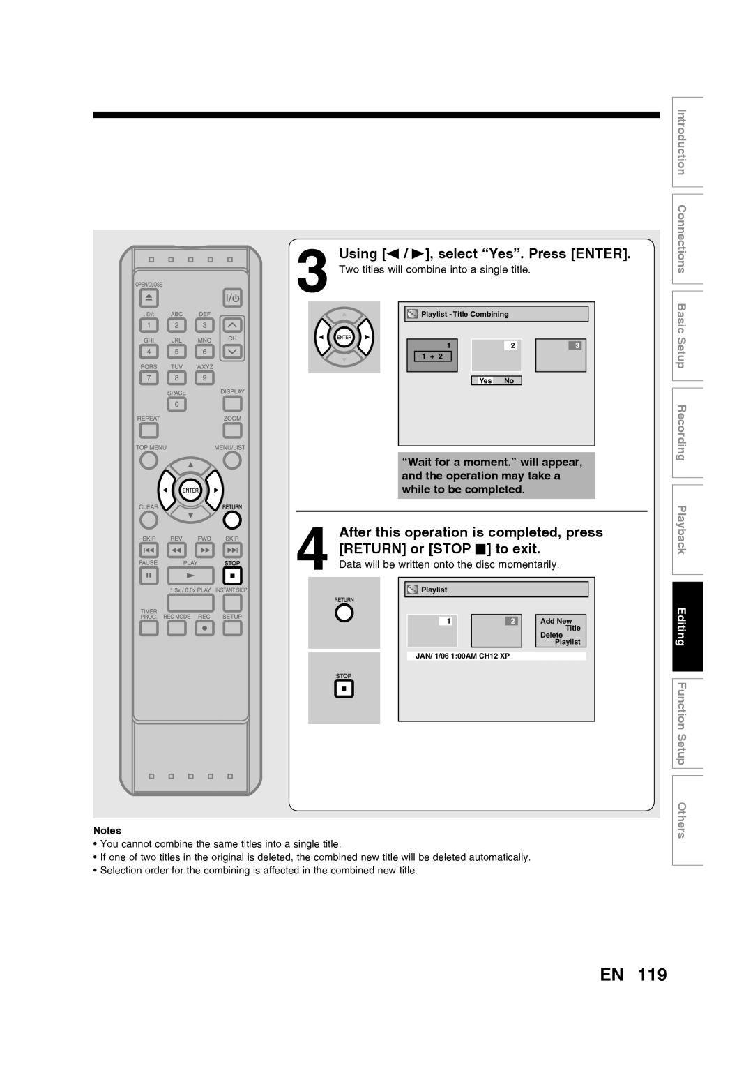 Toshiba D-RW2SU/D-RW2SC manual Using s / B, select Yes. Press Enter 