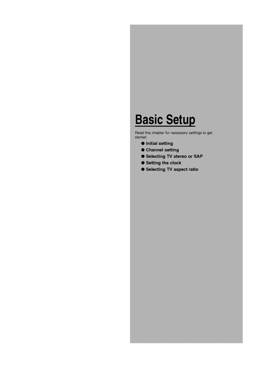 Toshiba D-RW2SU/D-RW2SC manual Basic Setup 