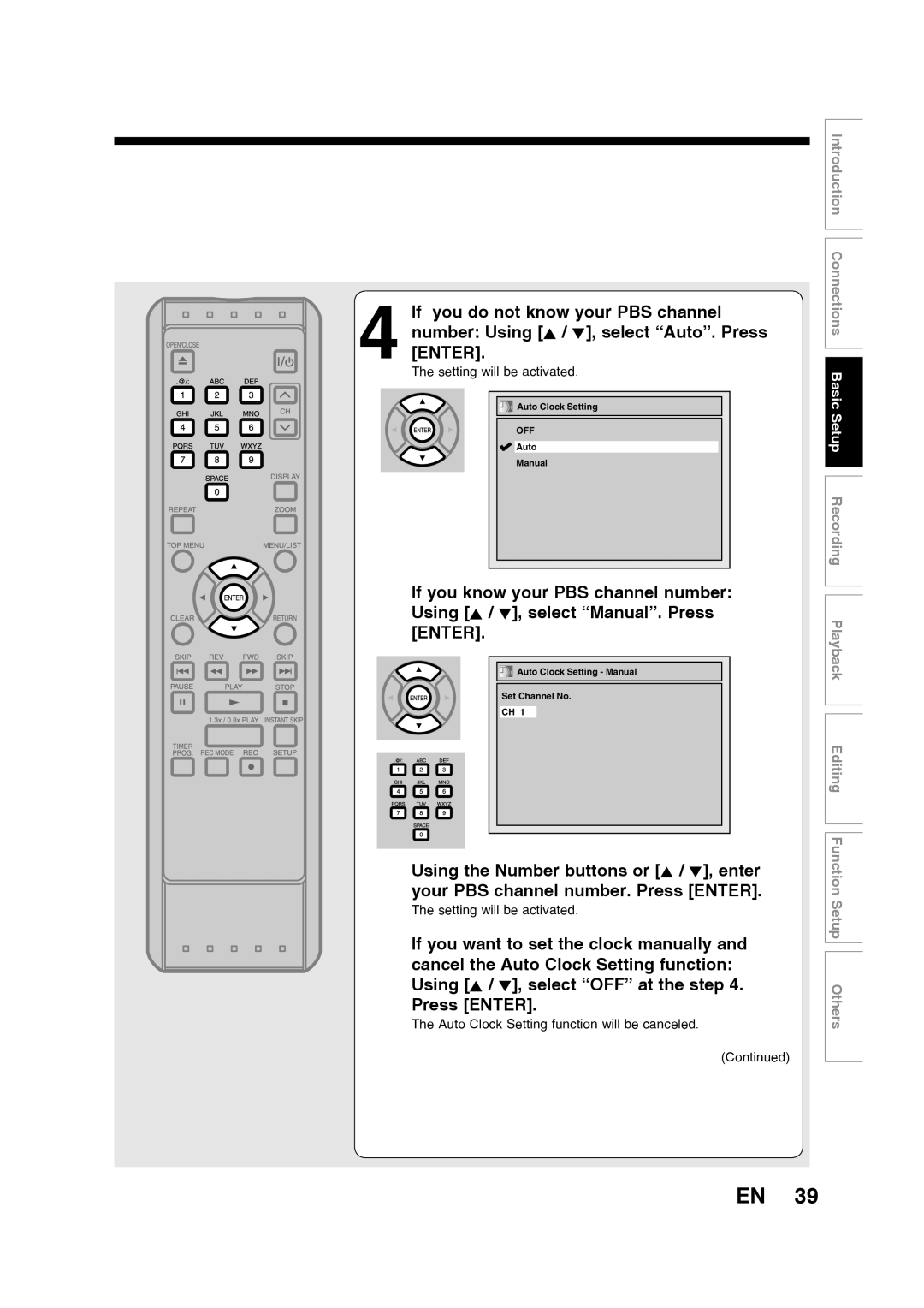 Toshiba D-RW2SU/D-RW2SC manual Press ENTER 