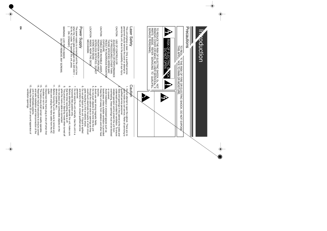 Toshiba D-VR17KB owner manual Introduction, Precautions, Laser Safety, Power Supply, Do not Remove ANY Screws 