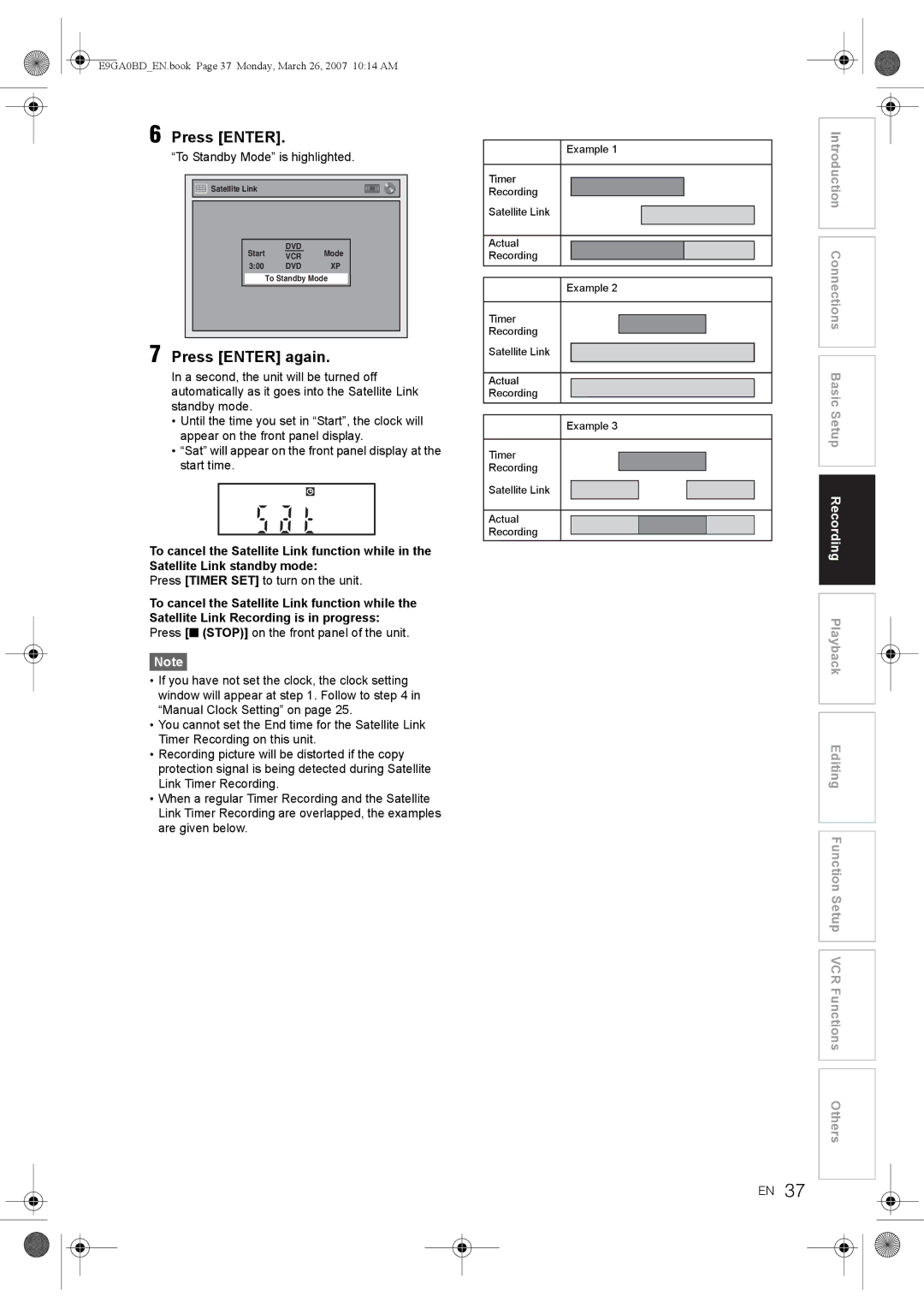 Toshiba D-VR17KB owner manual To Standby Mode is highlighted, Press Timer SET to turn on the unit 