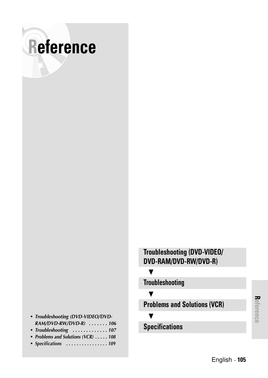 Toshiba D-VR3SB owner manual Reference 