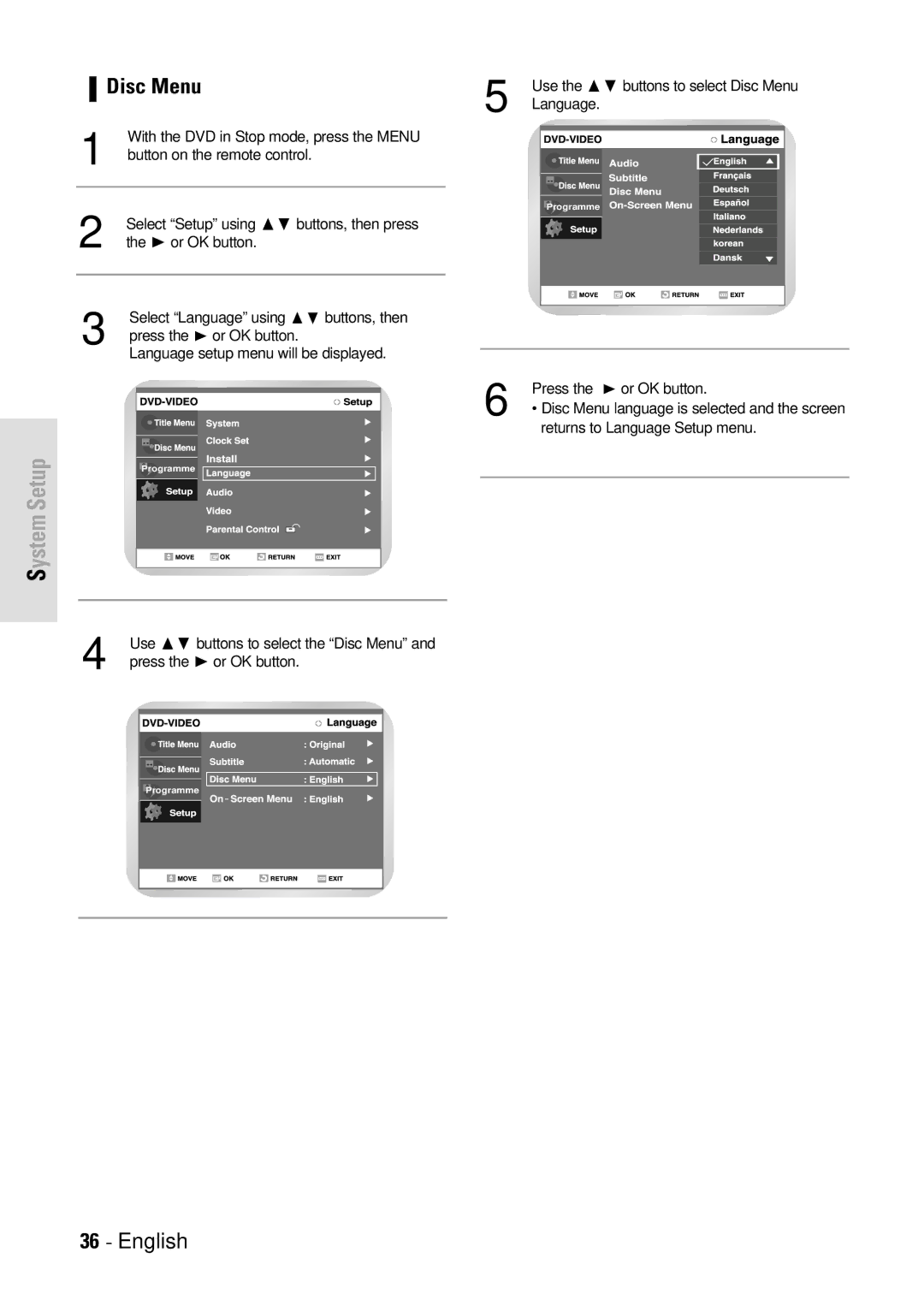 Toshiba D-VR3SB owner manual Disc Menu 