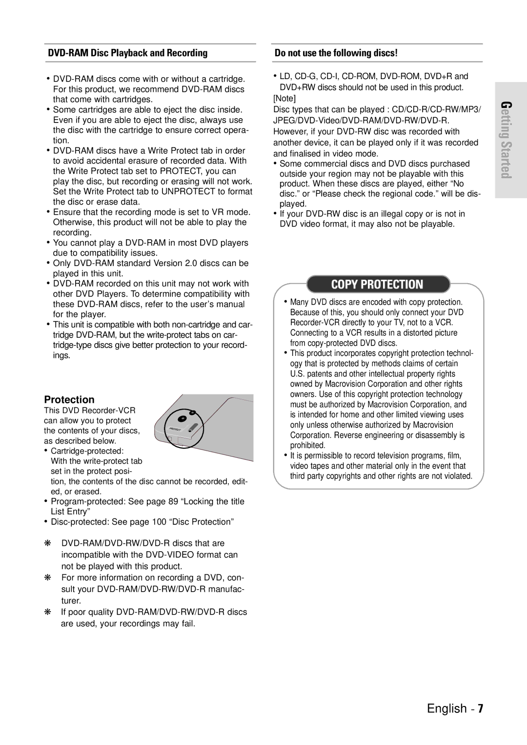 Toshiba D-VR3SB owner manual Copy Protection 