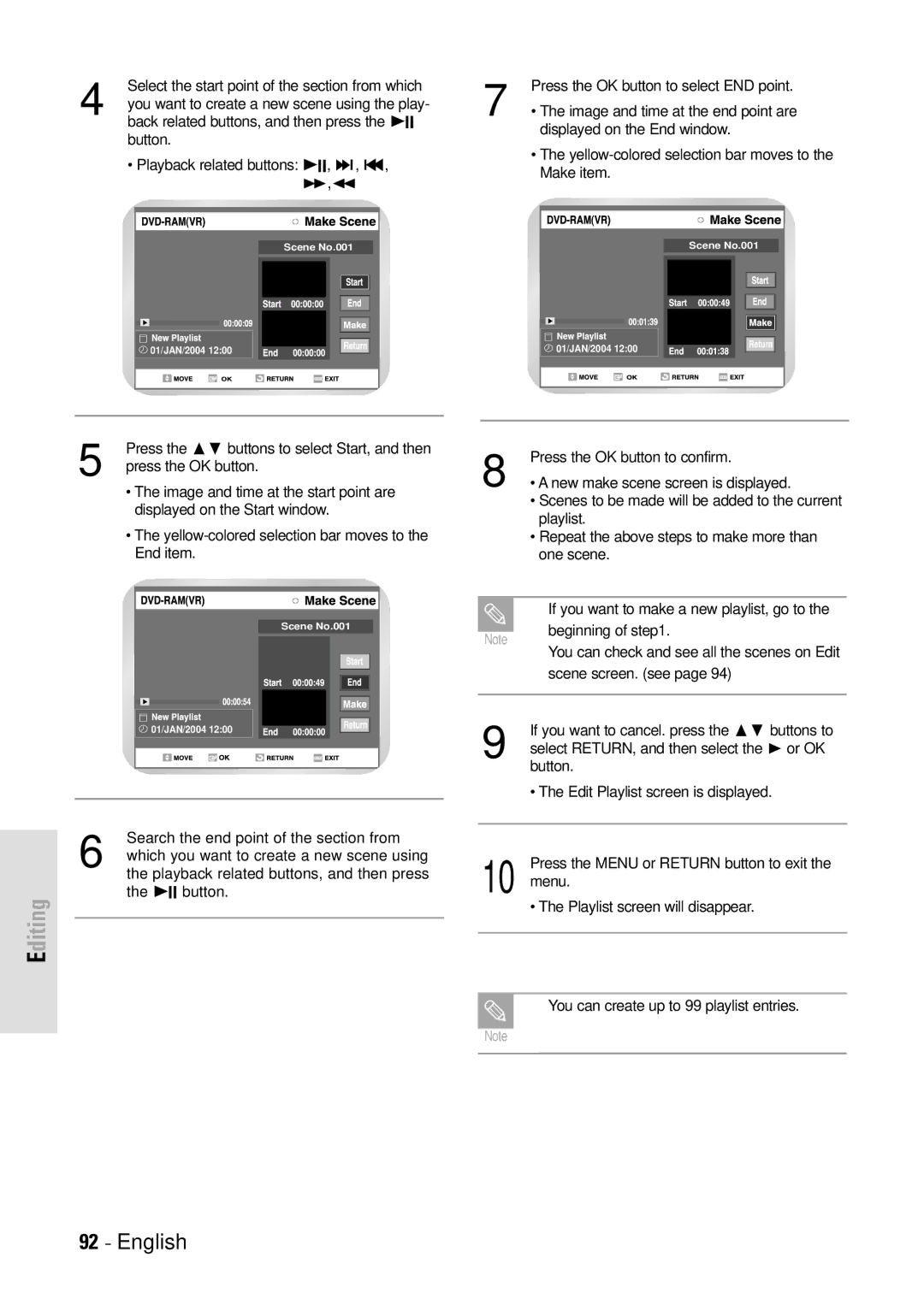 Toshiba D-VR3SB owner manual Editing 